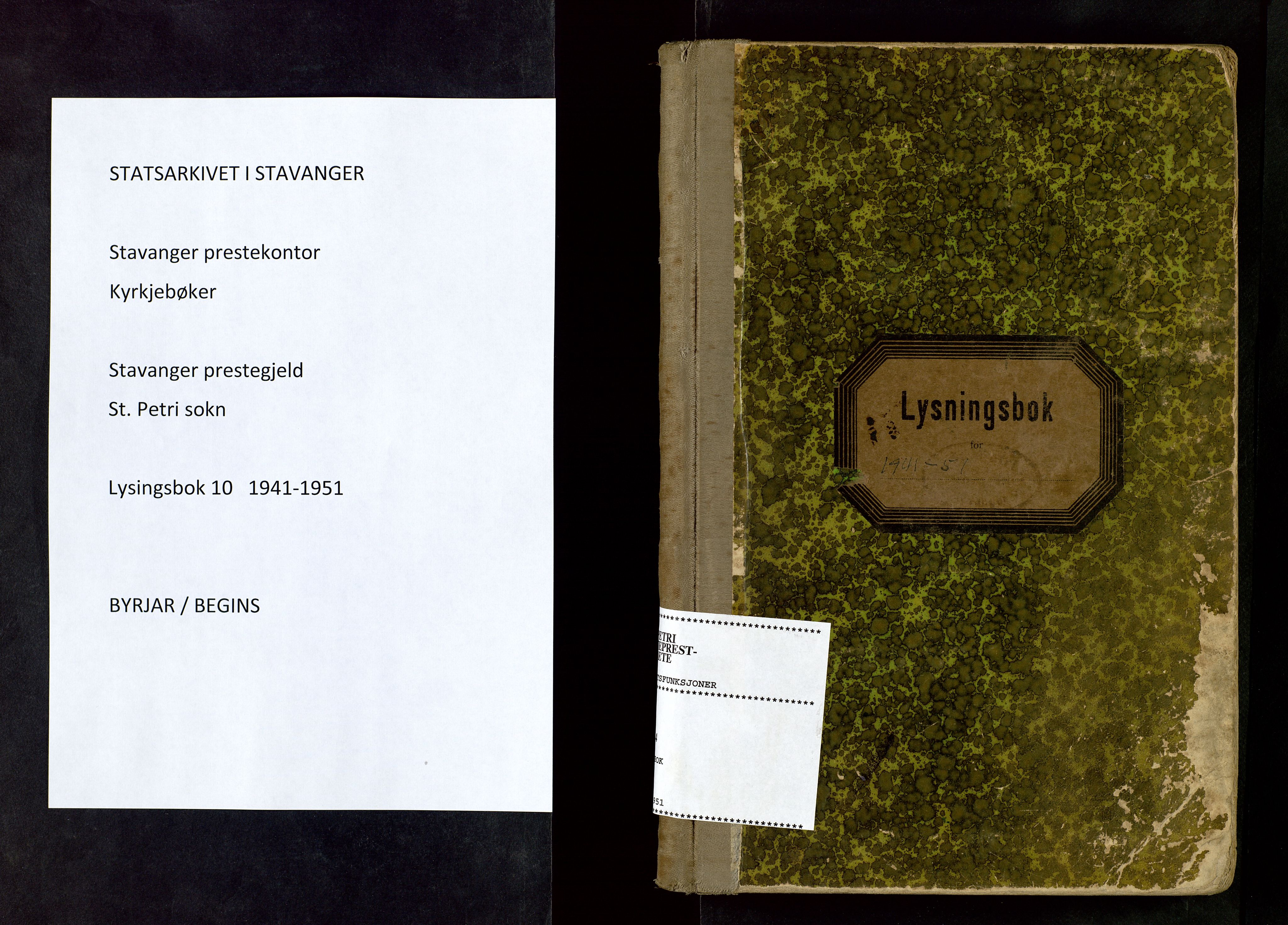 St. Petri sokneprestkontor, SAST/A-101813/001/70/705BA/L0010: Banns register no. 10, 1941-1951