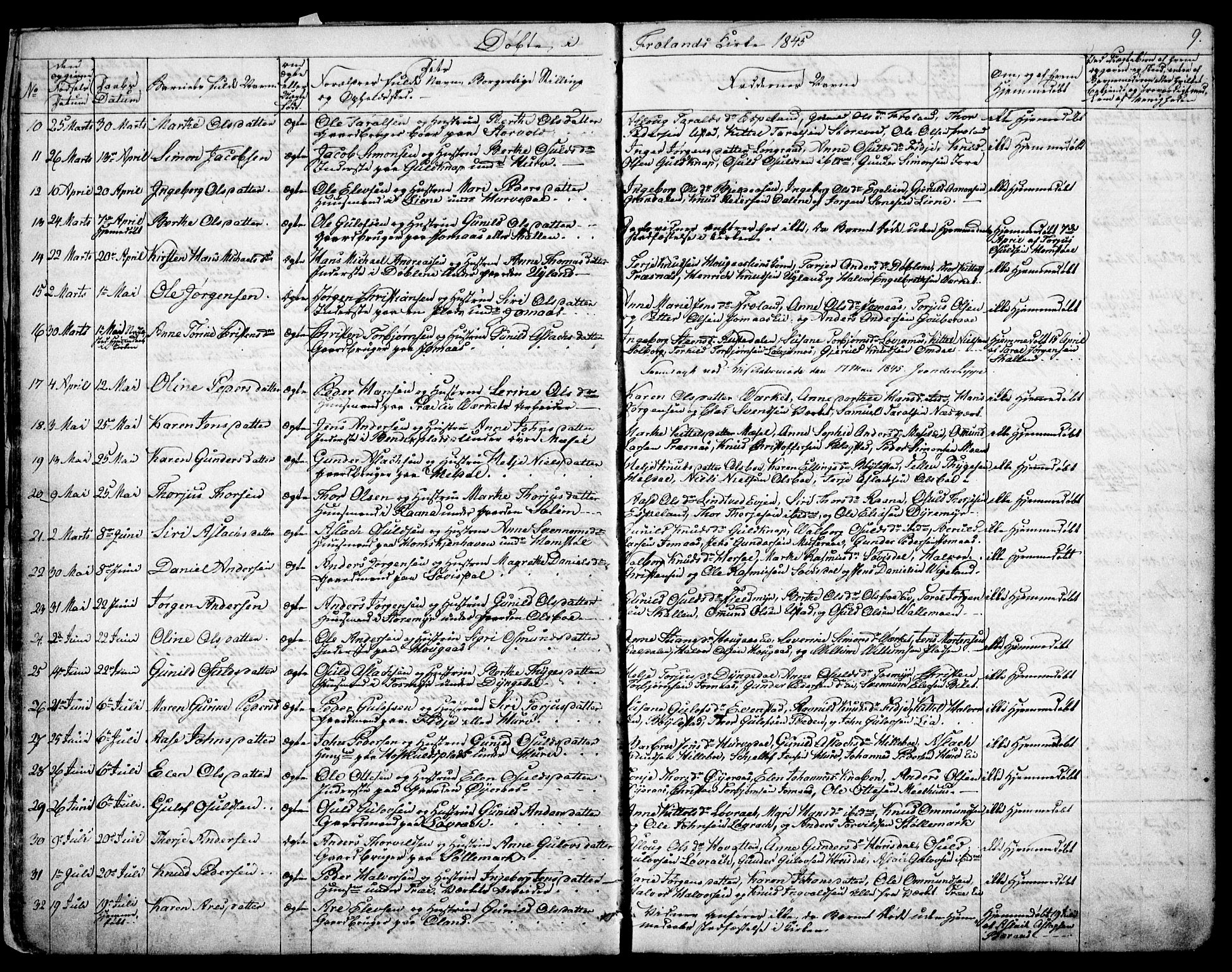 Froland sokneprestkontor, SAK/1111-0013/F/Fb/L0008: Parish register (copy) no. B 8, 1843-1875, p. 9