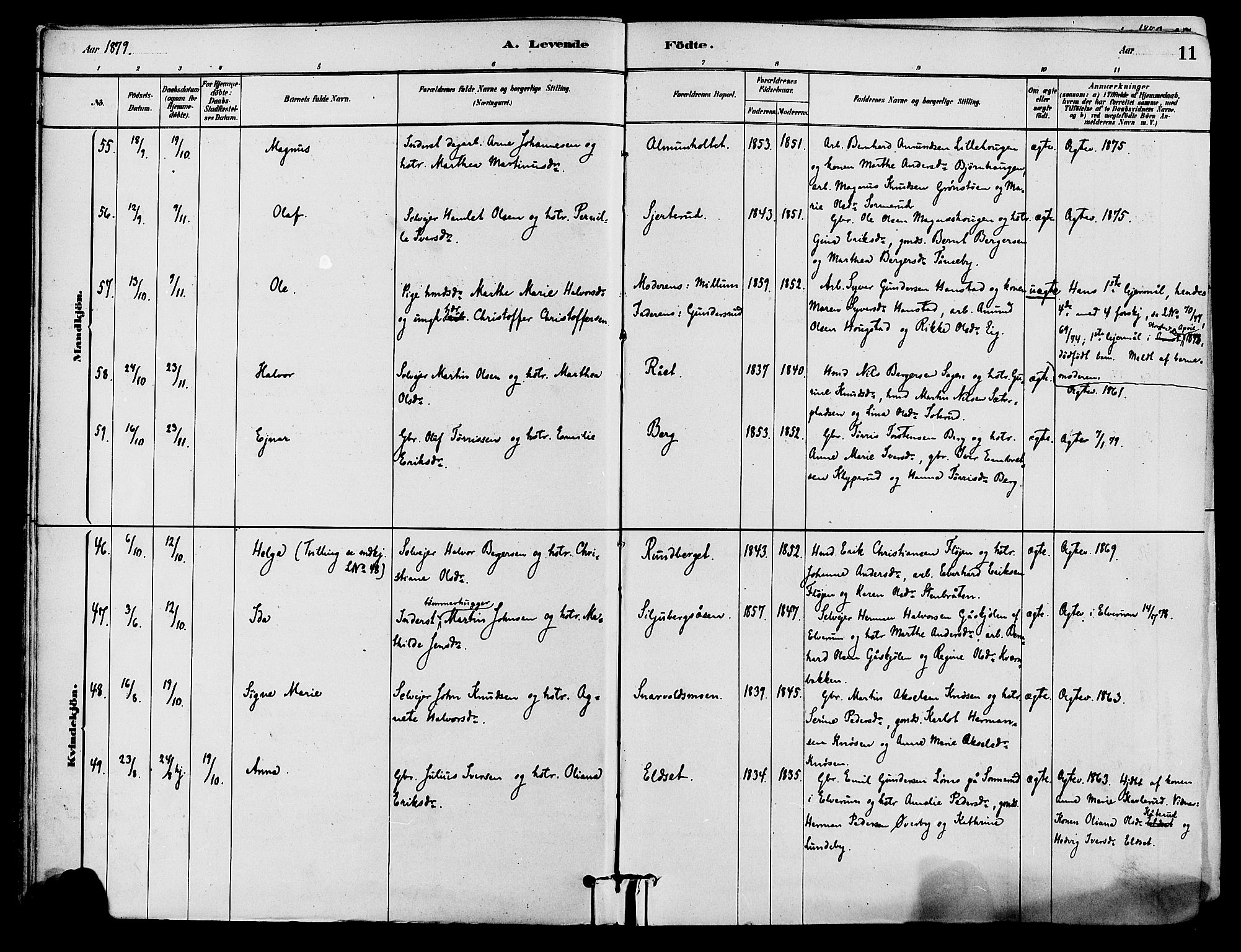 Våler prestekontor, Hedmark, AV/SAH-PREST-040/H/Ha/Haa/L0002: Parish register (official) no. 3, 1879-1911, p. 11