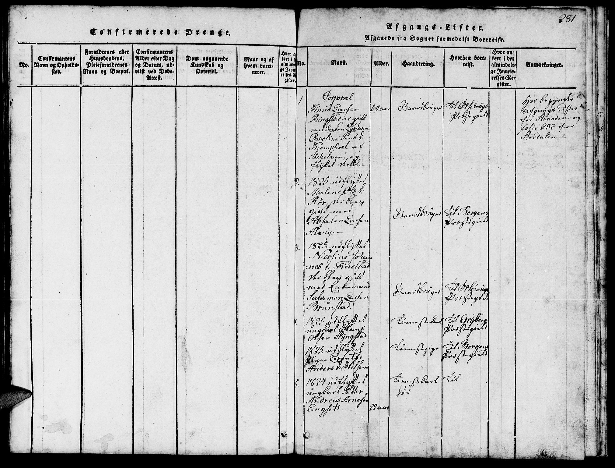 Ministerialprotokoller, klokkerbøker og fødselsregistre - Møre og Romsdal, SAT/A-1454/520/L0289: Parish register (copy) no. 520C01, 1817-1837, p. 281