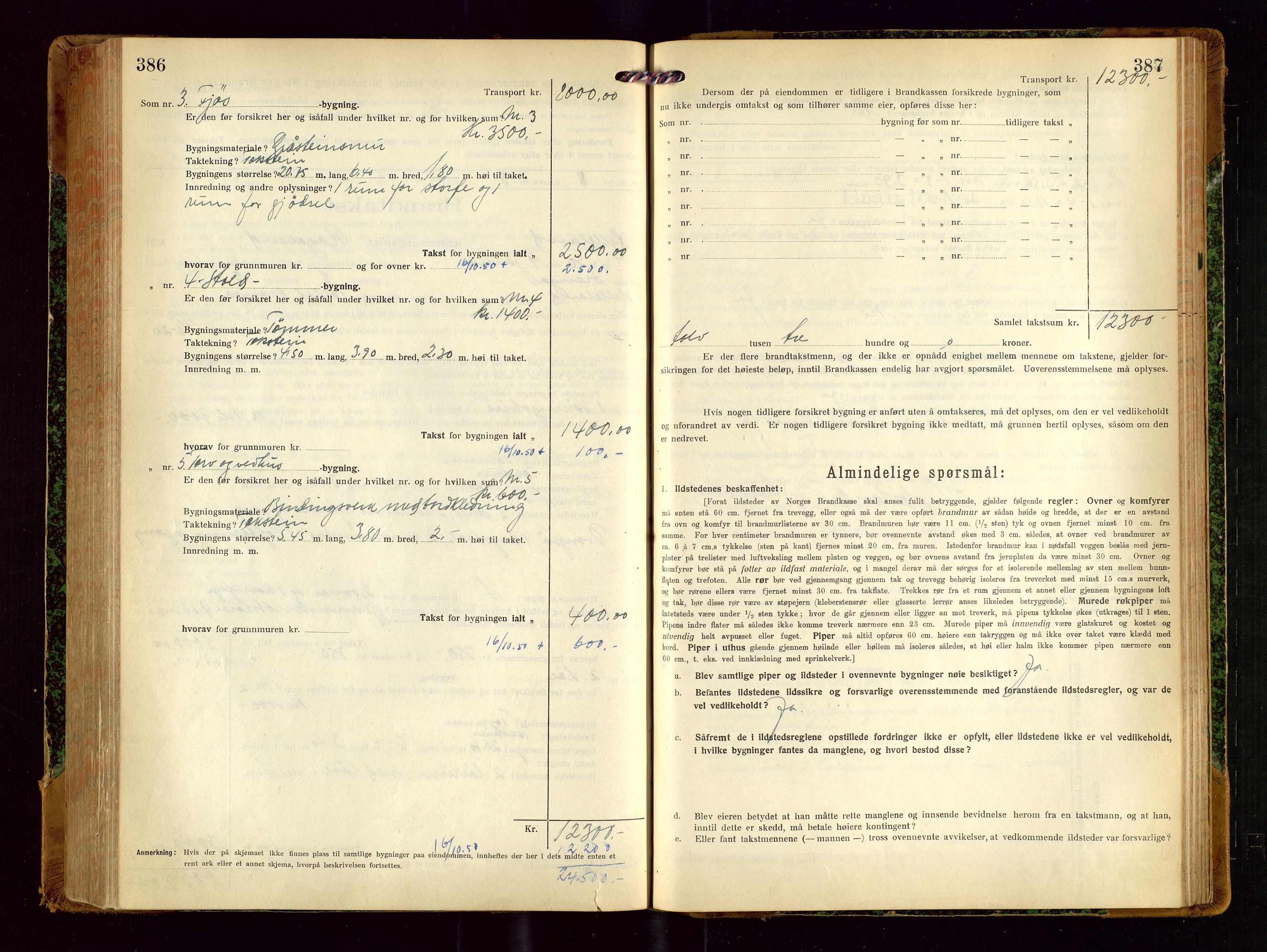 Helleland lensmannskontor, SAST/A-100209/Gob/L0002: "Brandtakstprotokoll", 1921-1930, p. 386-387