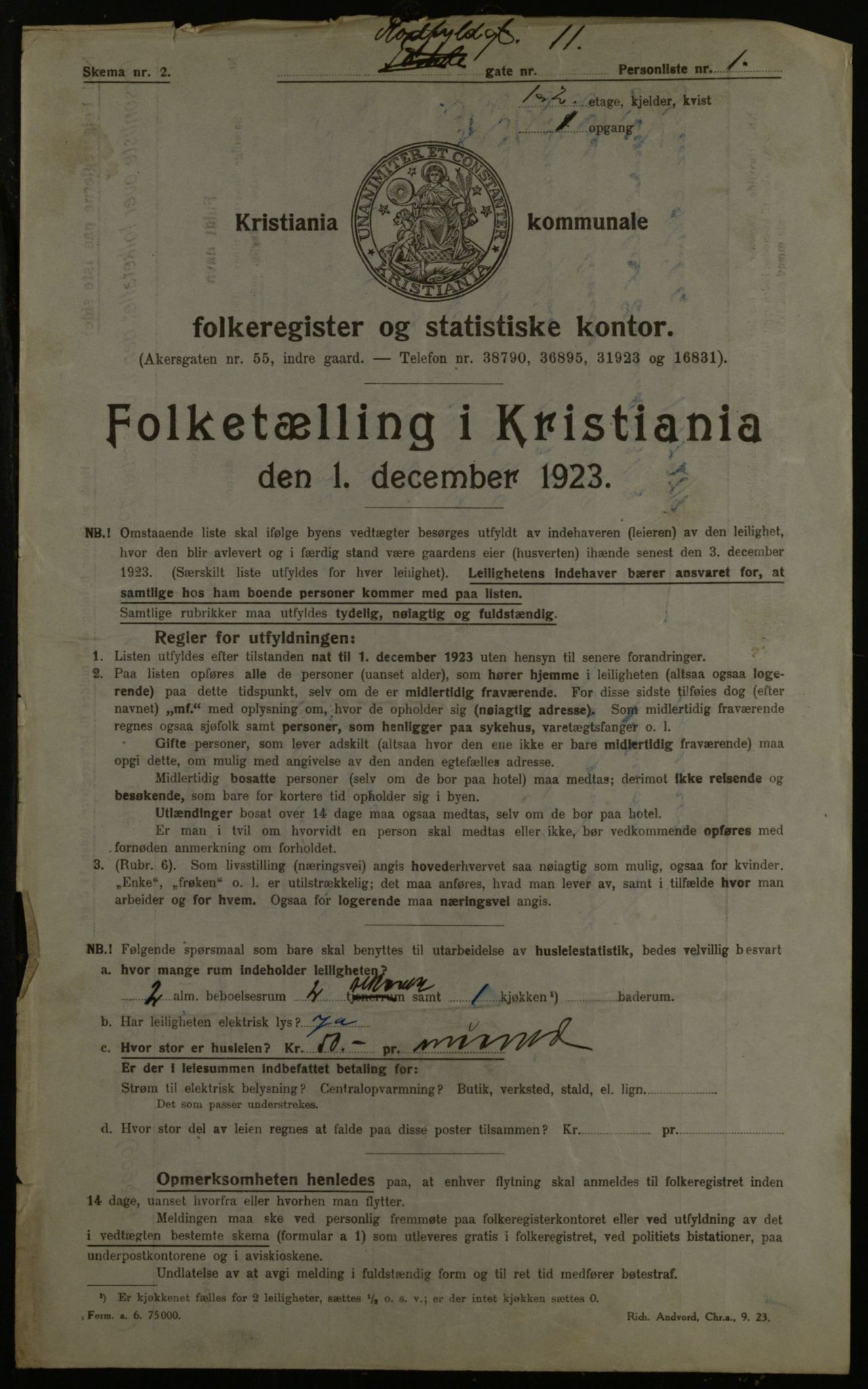 OBA, Municipal Census 1923 for Kristiania, 1923, p. 95080