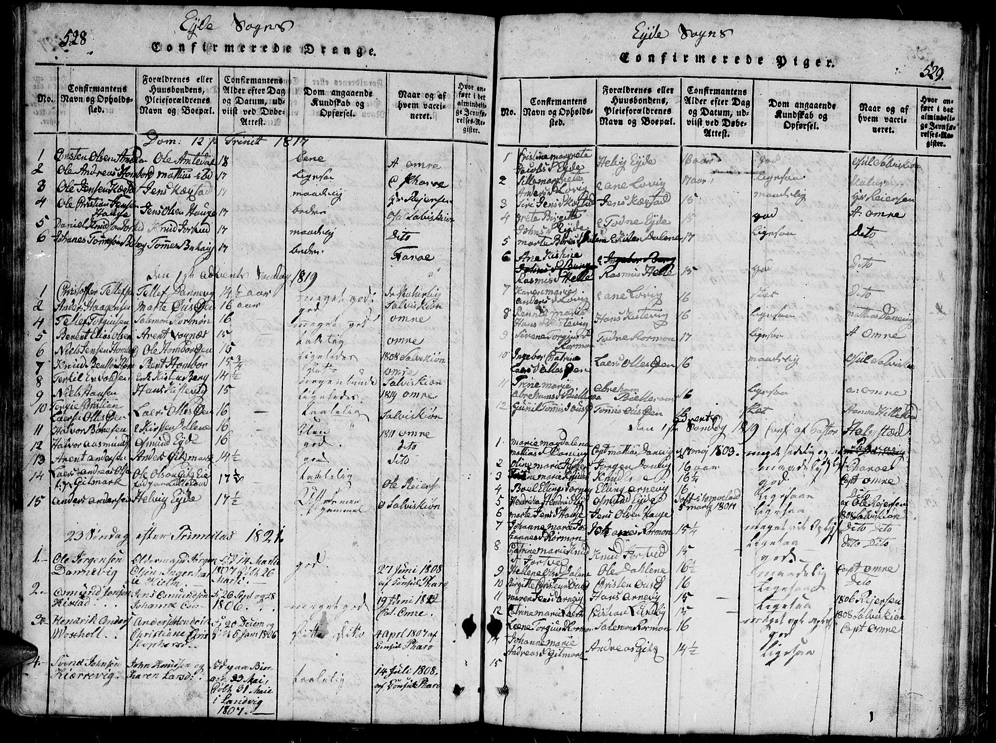 Hommedal sokneprestkontor, SAK/1111-0023/F/Fb/Fbb/L0003: Parish register (copy) no. B 3 /2, 1816-1850, p. 528-529