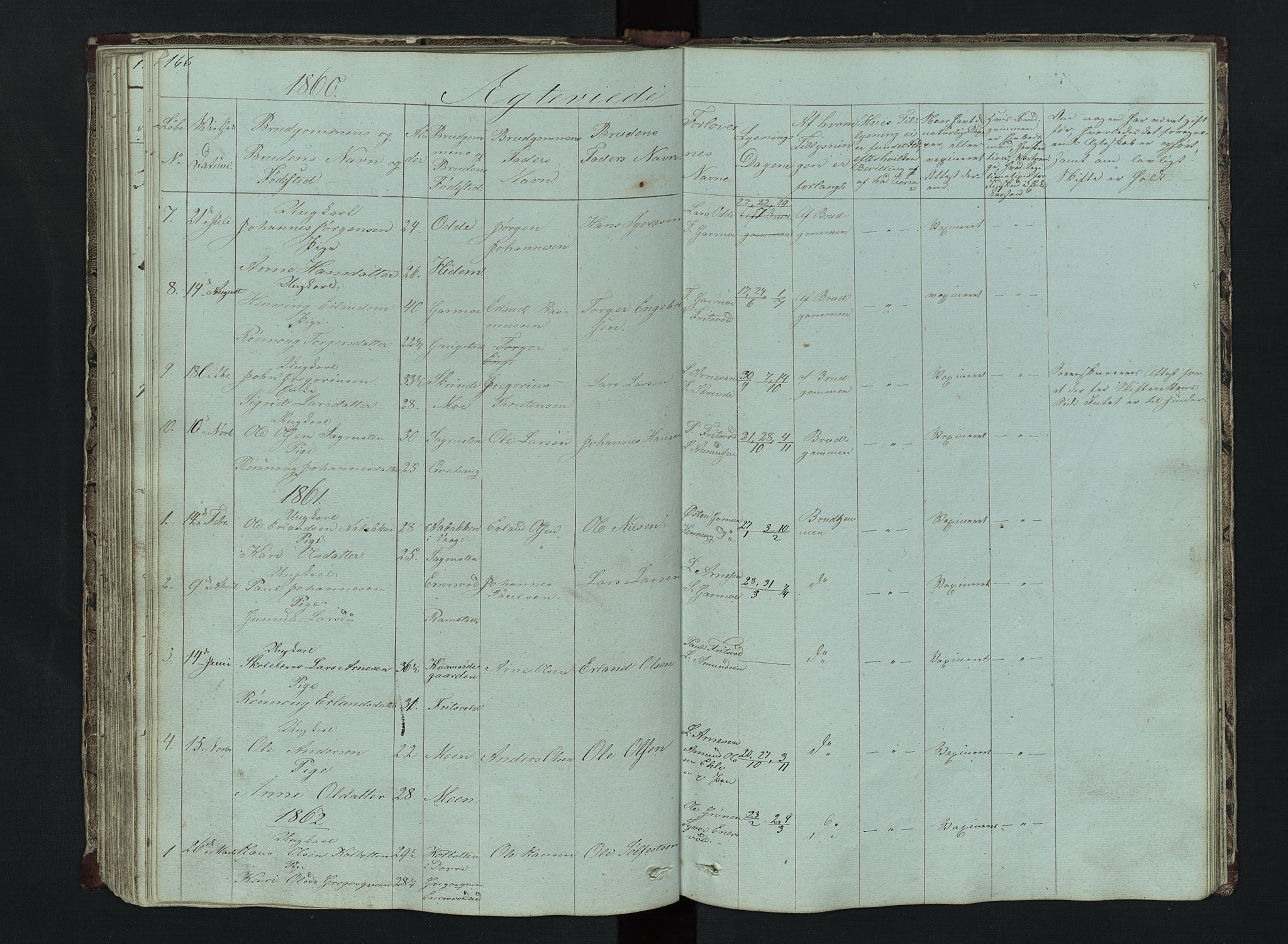 Lom prestekontor, SAH/PREST-070/L/L0014: Parish register (copy) no. 14, 1845-1876, p. 166-167