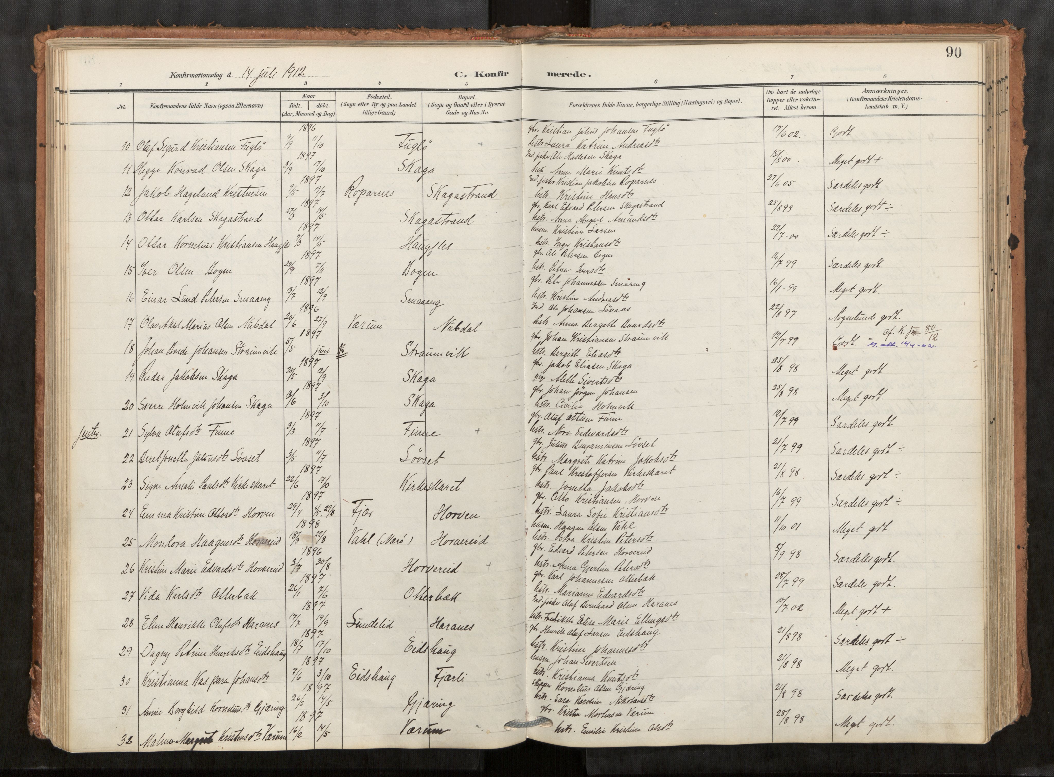 Kolvereid sokneprestkontor, SAT/A-1171/H/Ha/Haa/L0001: Parish register (official) no. 1, 1903-1922, p. 90