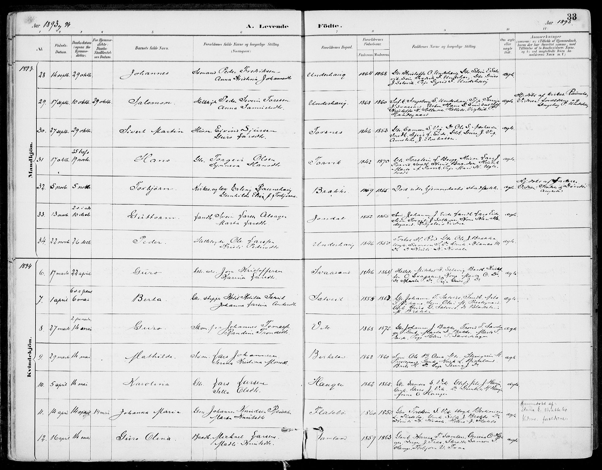 Strandebarm sokneprestembete, SAB/A-78401/H/Haa: Parish register (official) no. E  1, 1886-1908, p. 33