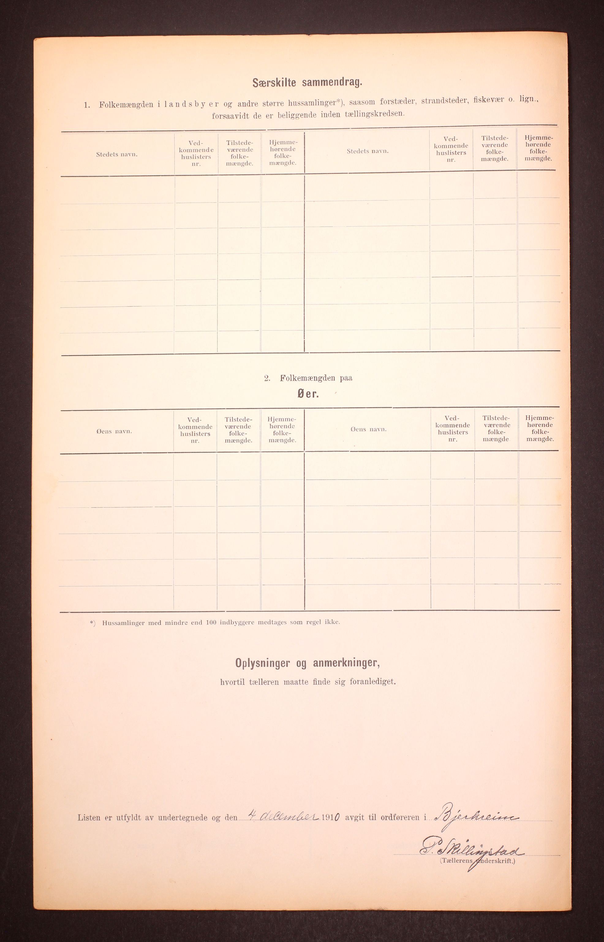 RA, 1910 census for Bjerkreim, 1910, p. 5