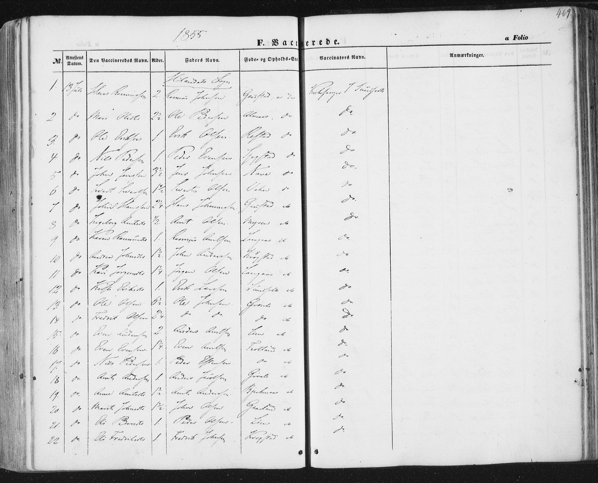 Ministerialprotokoller, klokkerbøker og fødselsregistre - Sør-Trøndelag, SAT/A-1456/691/L1076: Parish register (official) no. 691A08, 1852-1861, p. 469