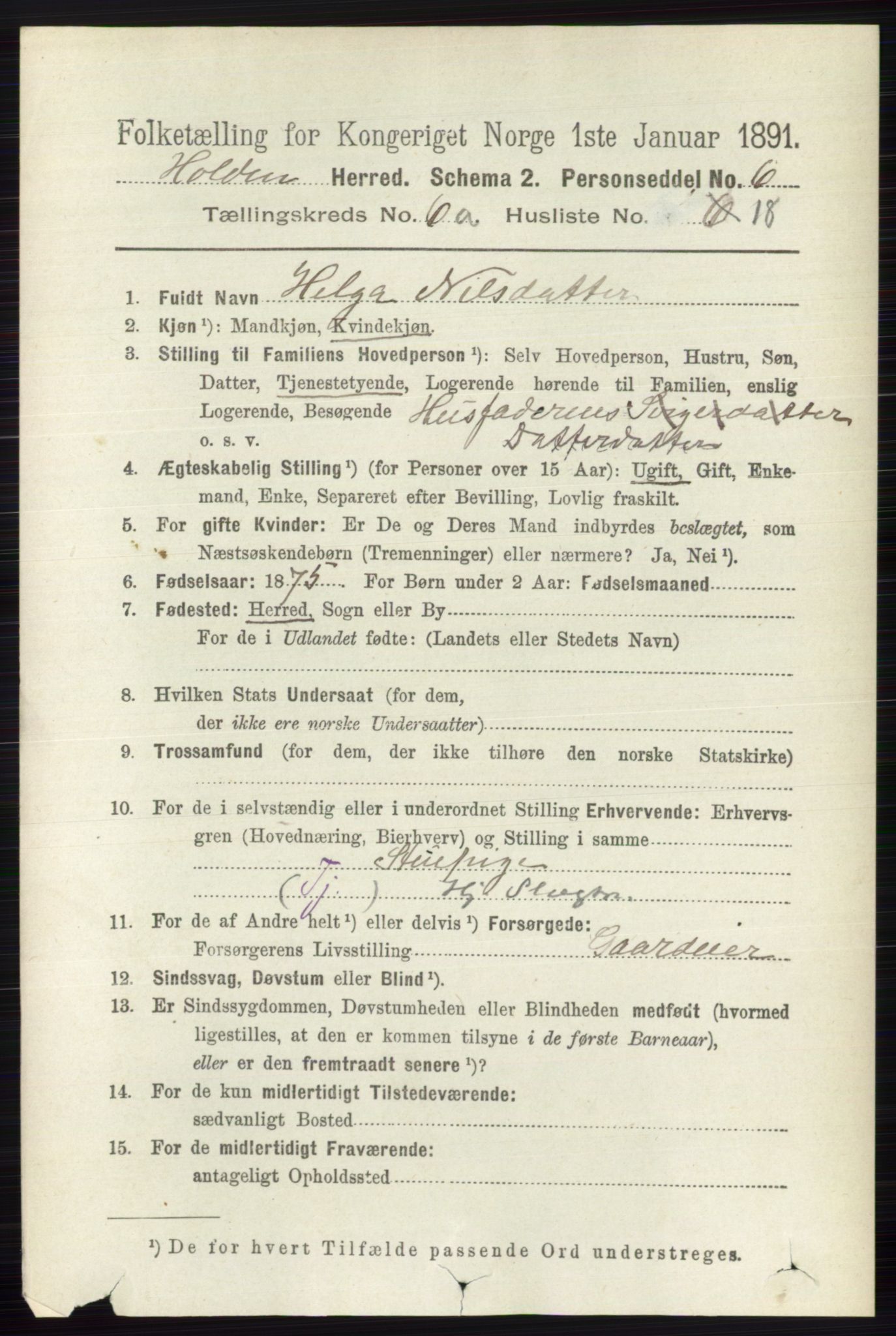 RA, 1891 census for 0819 Holla, 1891, p. 2974