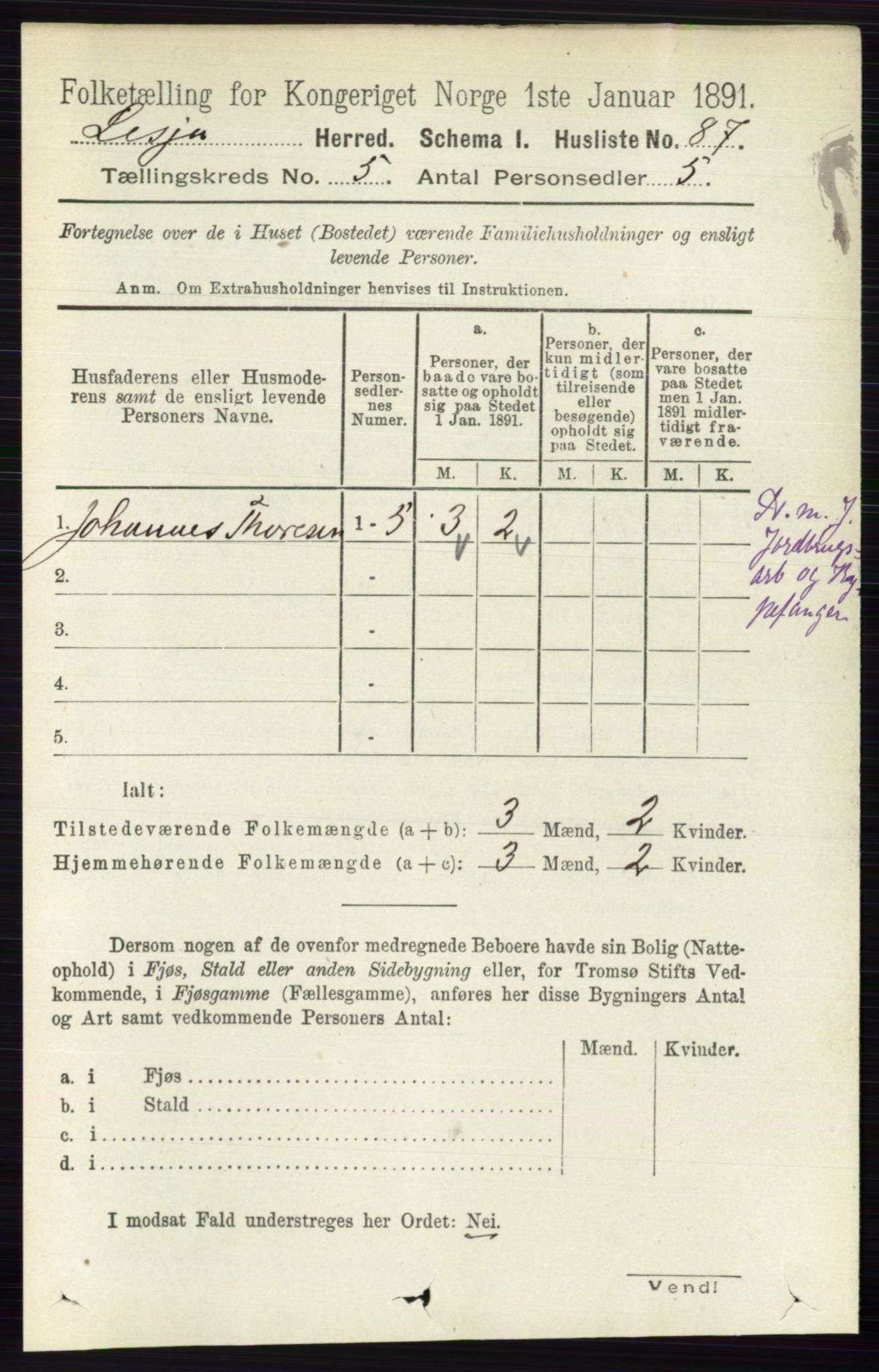 RA, 1891 census for 0512 Lesja, 1891, p. 1677