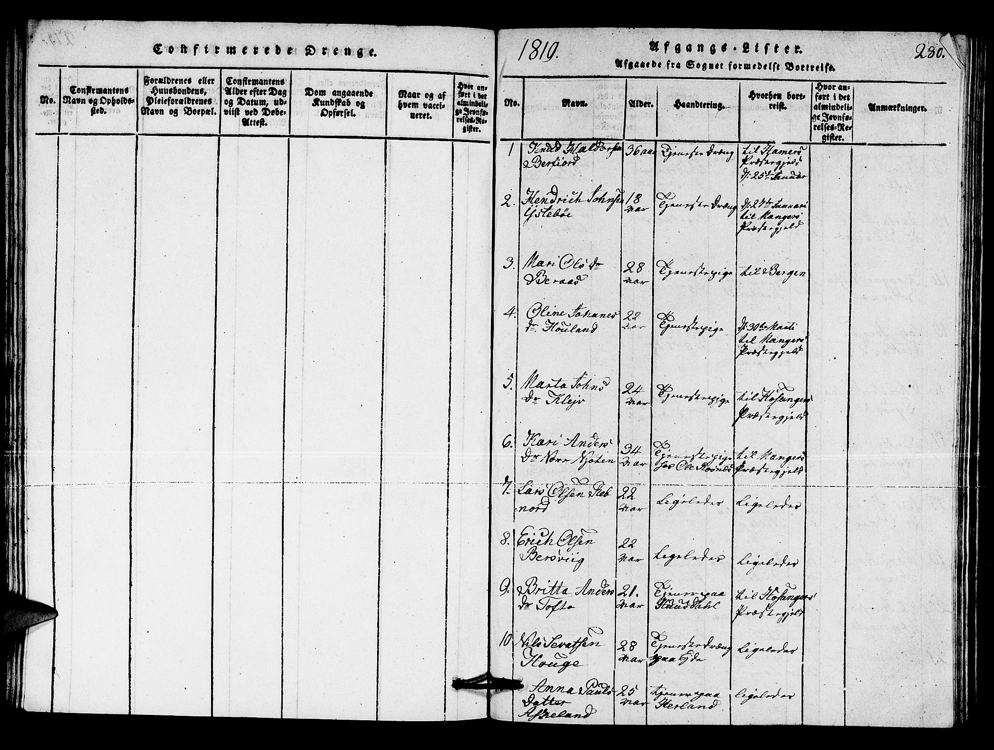 Lindås Sokneprestembete, SAB/A-76701/H/Hab: Parish register (copy) no. A 1, 1816-1823, p. 280
