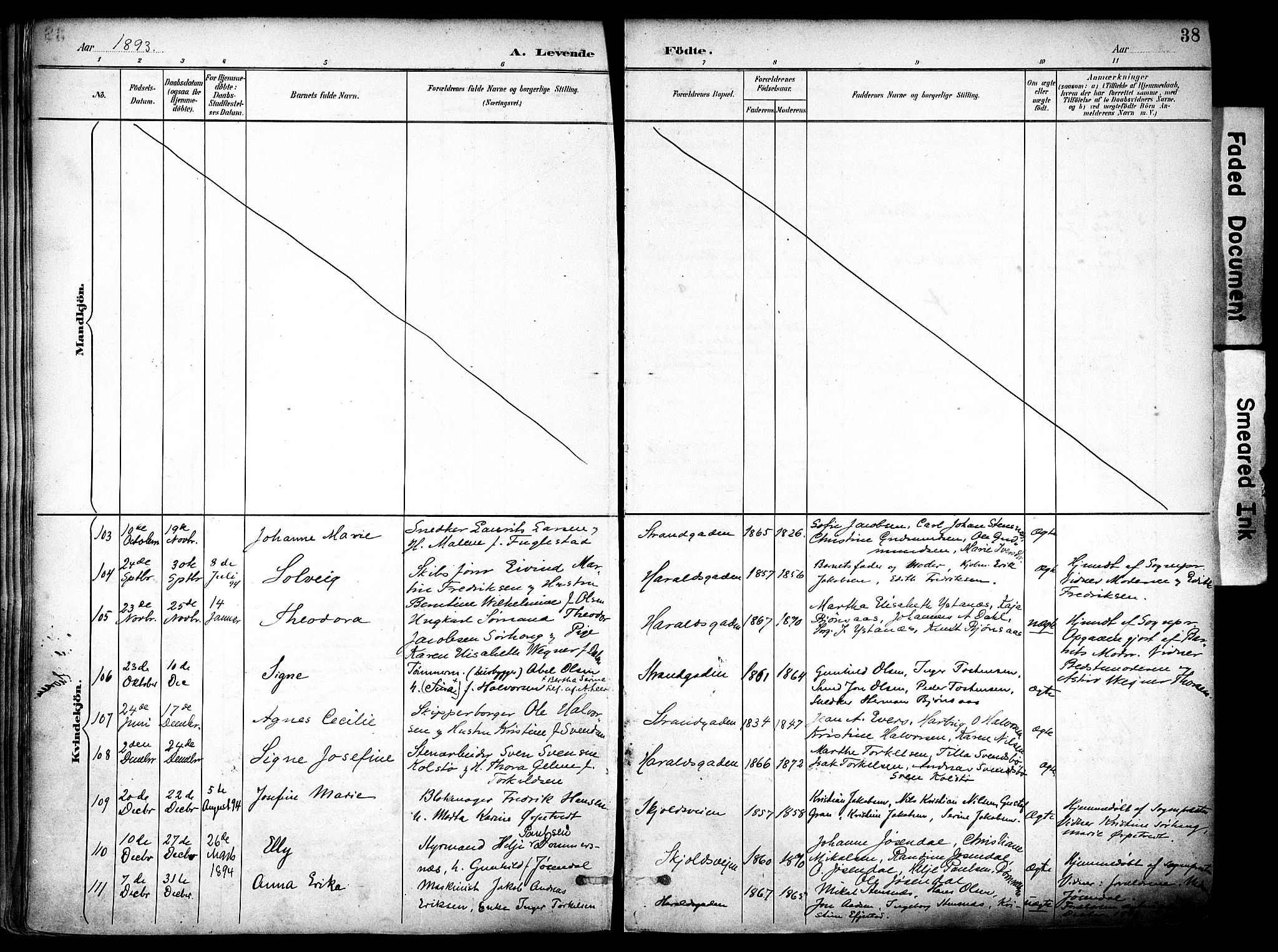 Haugesund sokneprestkontor, AV/SAST-A -101863/H/Ha/Haa/L0006: Parish register (official) no. A 6, 1891-1907, p. 38