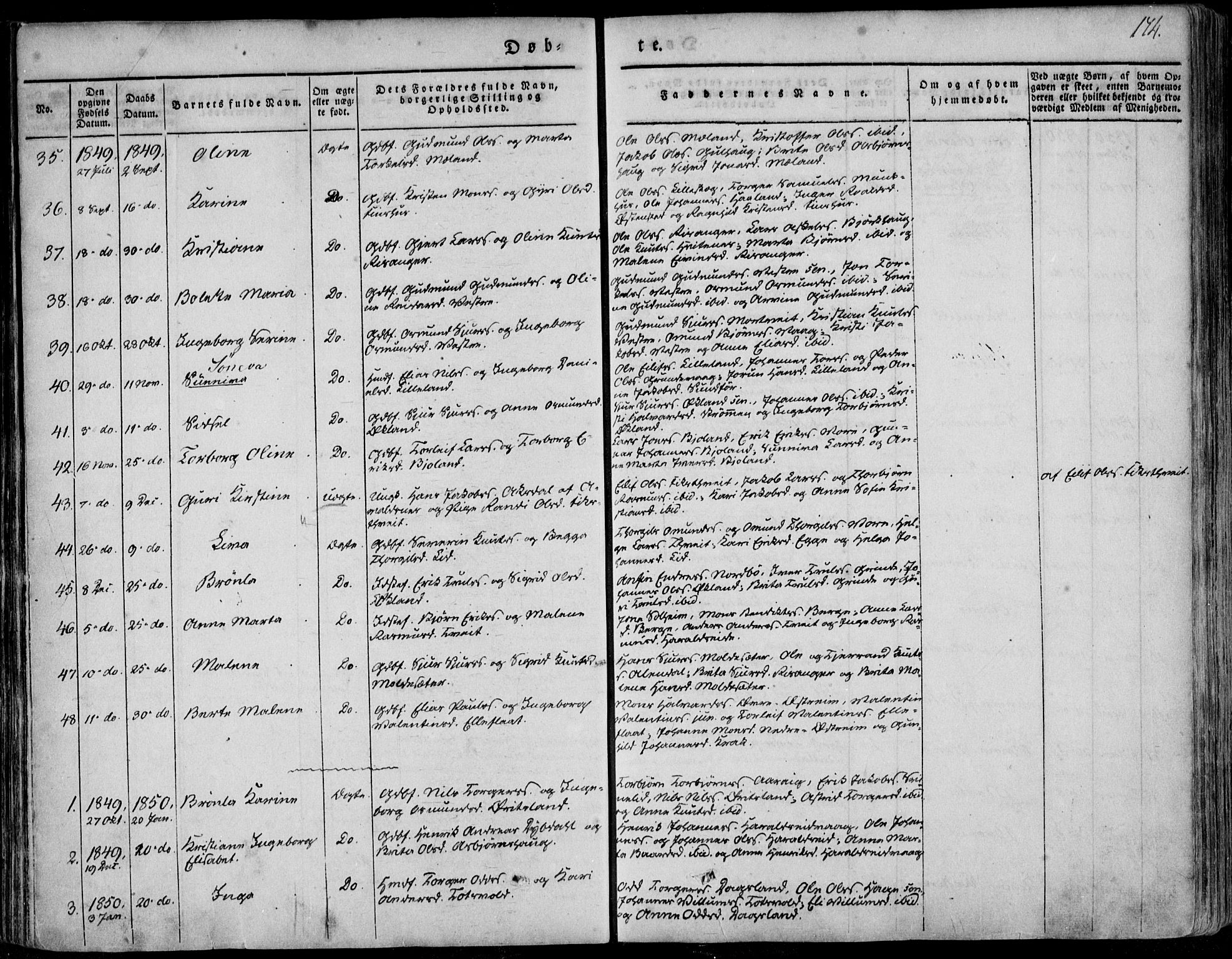 Skjold sokneprestkontor, AV/SAST-A-101847/H/Ha/Haa/L0006: Parish register (official) no. A 6.1, 1835-1858, p. 174