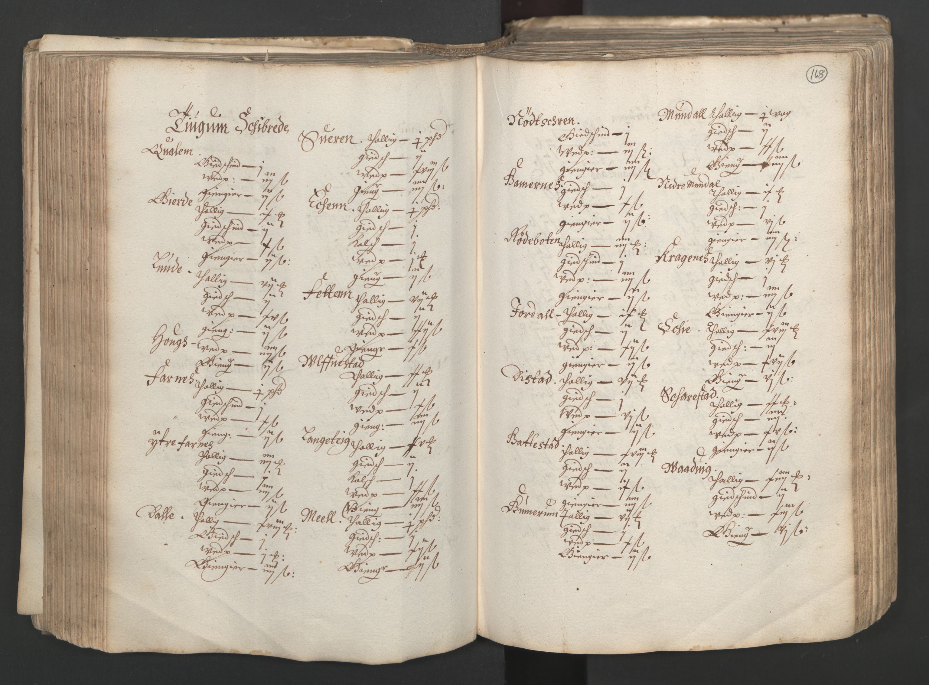 Rentekammeret inntil 1814, Realistisk ordnet avdeling, AV/RA-EA-4070/L/L0025/0001: Bergen lagdømme: / [B]: Kronens jordebok. Nordhordland, Sunnhordland, Ytre Sogn, Indre Sogn, Sunnfjord, Nordfjord, Sunnmøre, Hardanger med Halsnøy kloster, Lyse kloster, Apostelgodset, Munkeliv og St. Hans kloster, Alle helgen gods, Lagstolen gods, Ove Jenssøns gods på Voss, 1661, p. 167b-168a