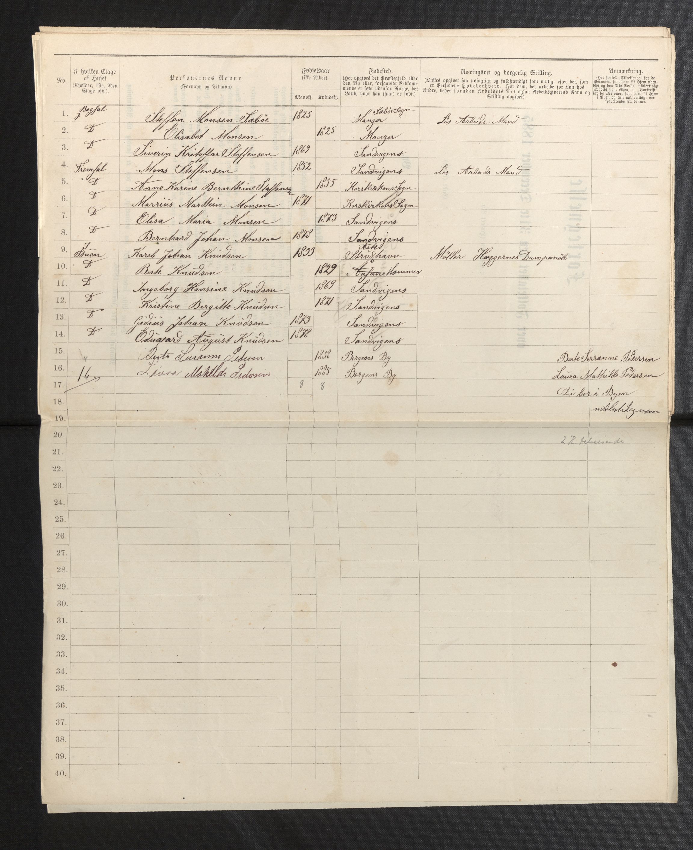 SAB, 1885 census for 1301 Bergen, 1885, p. 6353