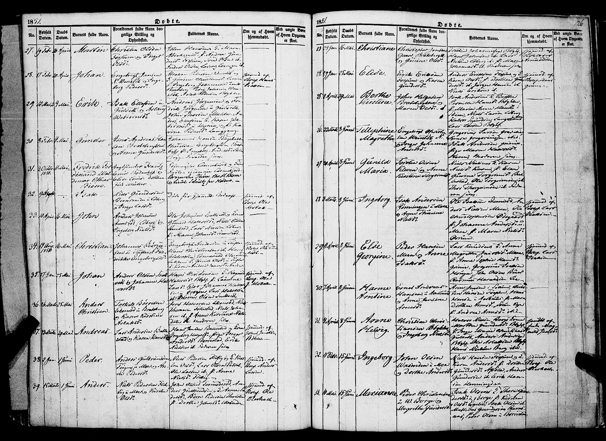 Gjerpen kirkebøker, AV/SAKO-A-265/F/Fa/L0007a: Parish register (official) no. I 7A, 1834-1857, p. 126