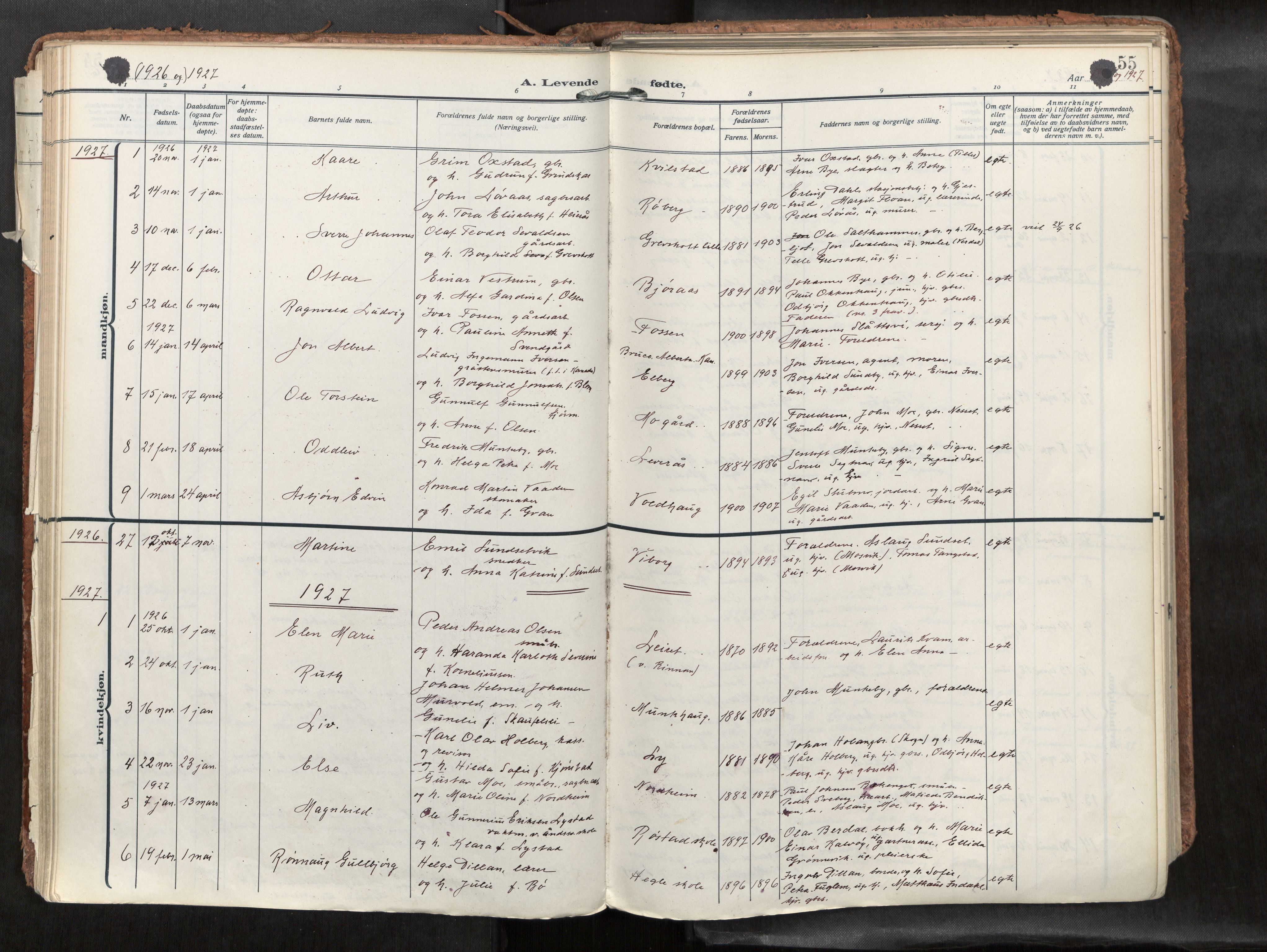 Levanger sokneprestkontor, SAT/A-1301/2/H/Haa/L0002: Parish register (official) no. 2, 1912-1935, p. 55