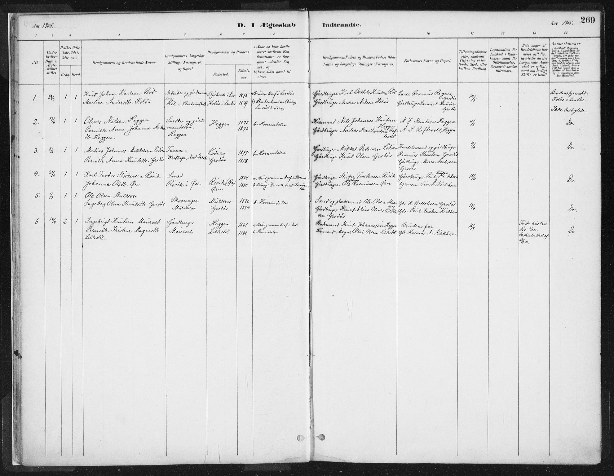 Hornindal sokneprestembete, AV/SAB-A-82401/H/Haa/Haaa/L0003/0002: Parish register (official) no. A 3B, 1885-1917, p. 269