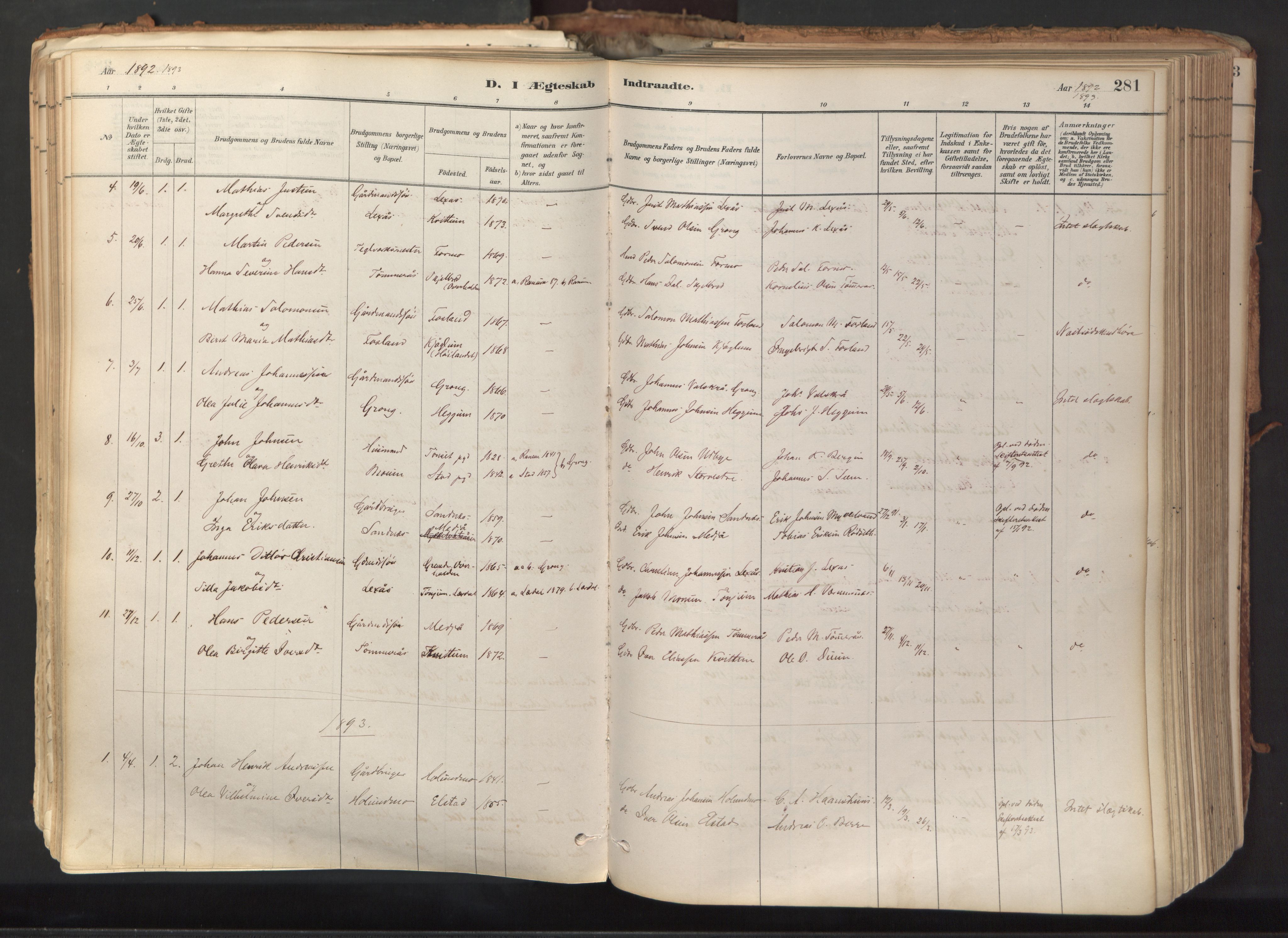 Ministerialprotokoller, klokkerbøker og fødselsregistre - Nord-Trøndelag, SAT/A-1458/758/L0519: Parish register (official) no. 758A04, 1880-1926, p. 281