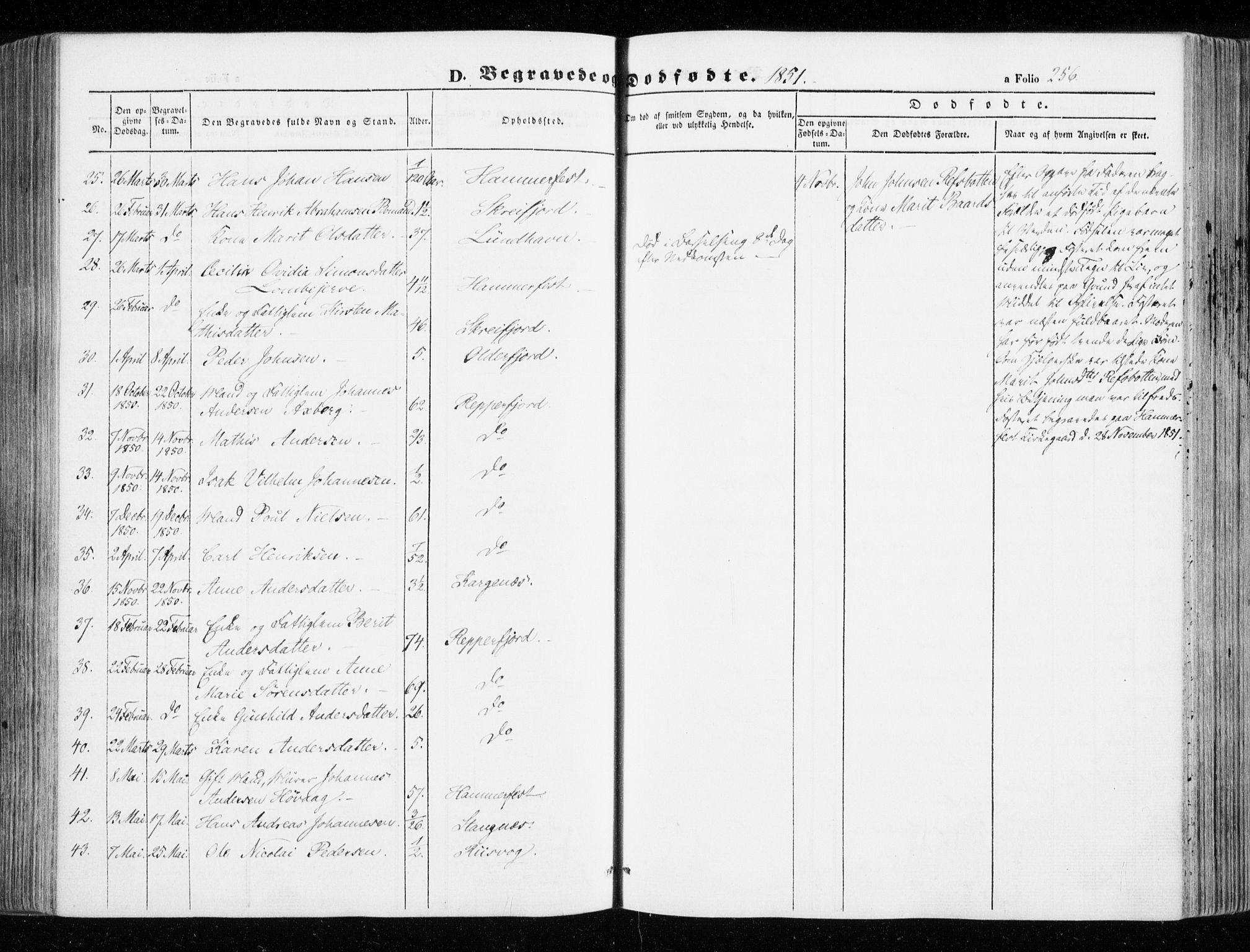 Hammerfest sokneprestkontor, AV/SATØ-S-1347/H/Ha/L0004.kirke: Parish register (official) no. 4, 1843-1856, p. 256