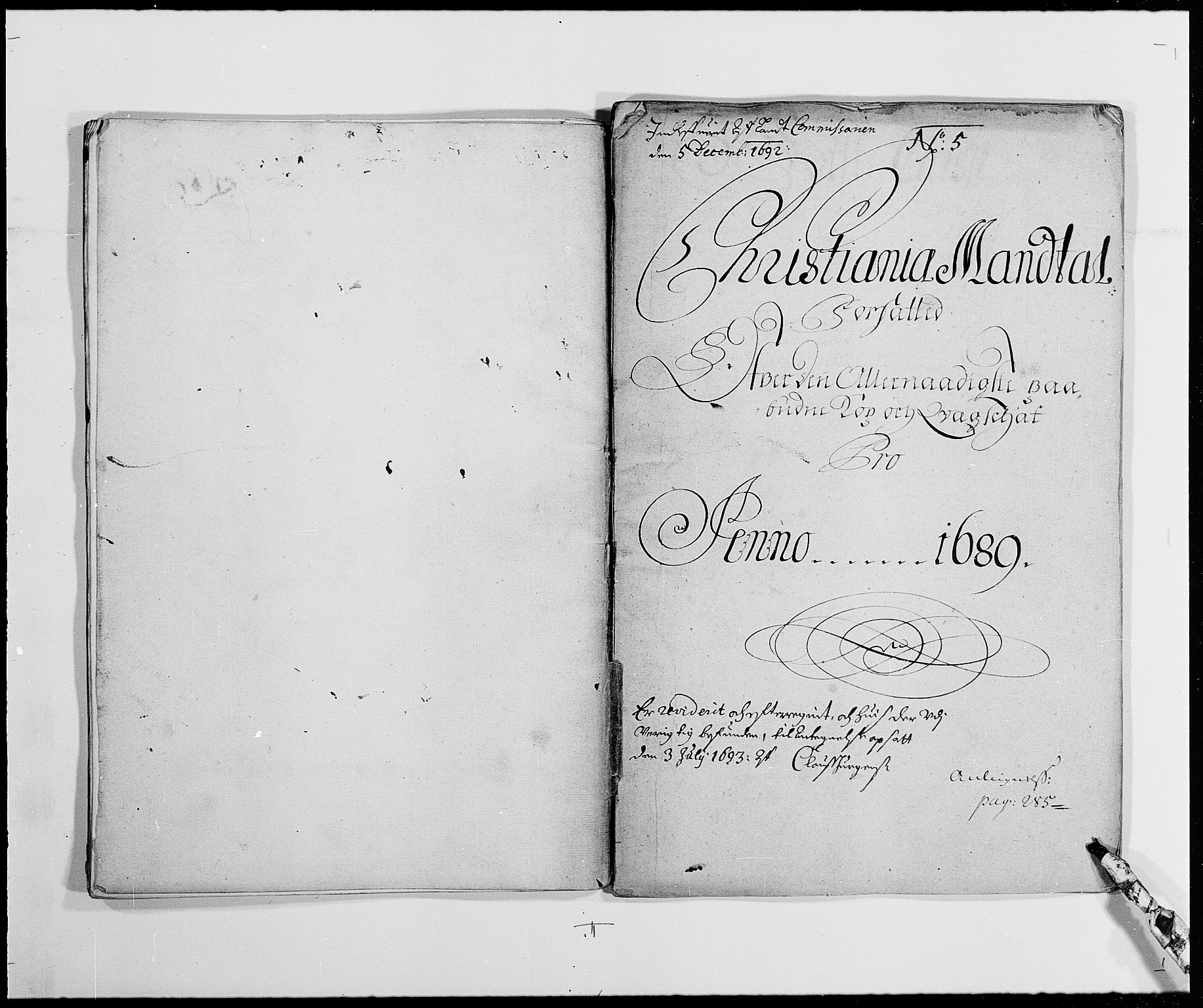 Rentekammeret inntil 1814, Reviderte regnskaper, Byregnskaper, RA/EA-4066/R/Re/L0060: [E5] Kontribusjonsregnskap (med Bragernes), 1685-1693, p. 246