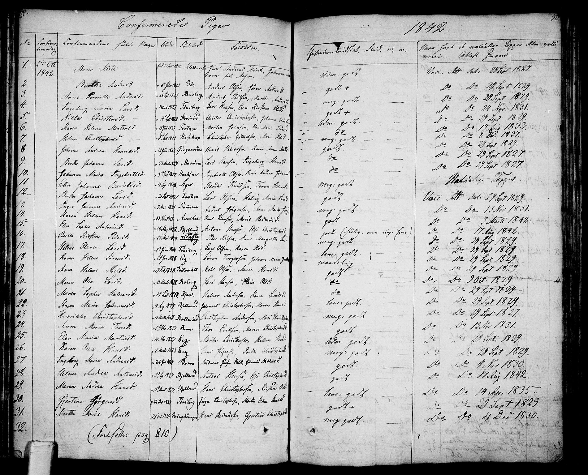 Sem kirkebøker, AV/SAKO-A-5/F/Fa/L0005: Parish register (official) no. I 5, 1825-1842, p. 374-375