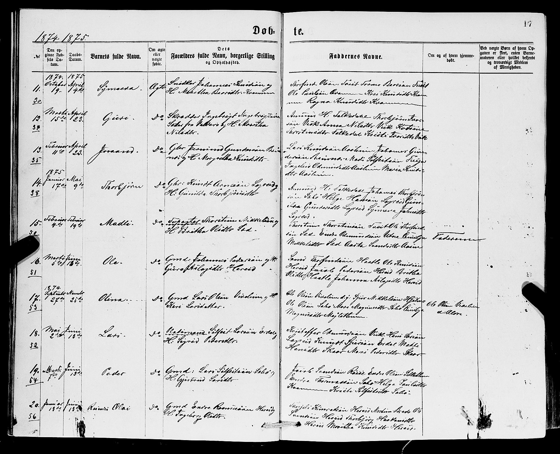Ullensvang sokneprestembete, SAB/A-78701/H/Hab: Parish register (copy) no. C 2, 1871-1899, p. 17