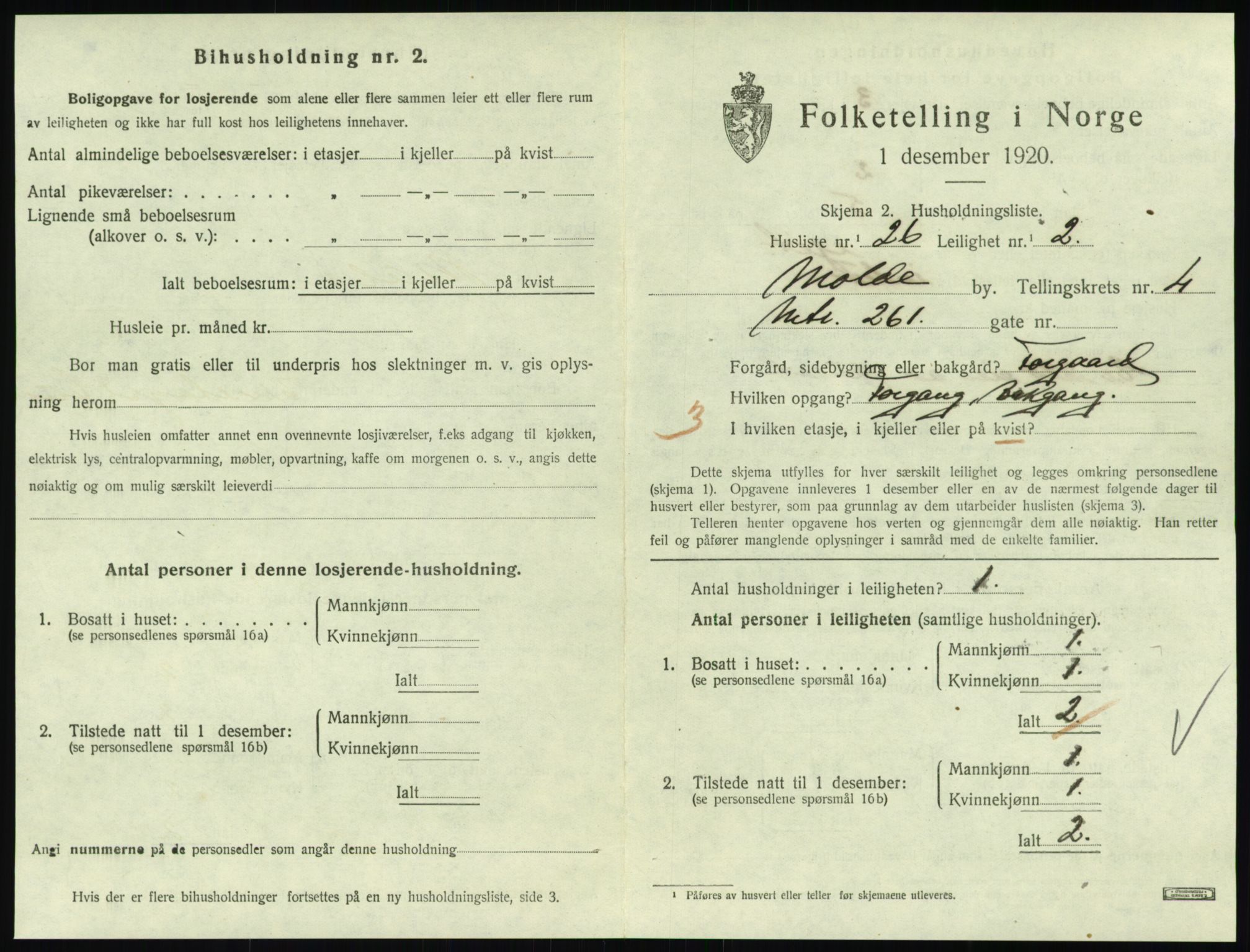 SAT, 1920 census for Molde, 1920, p. 1551