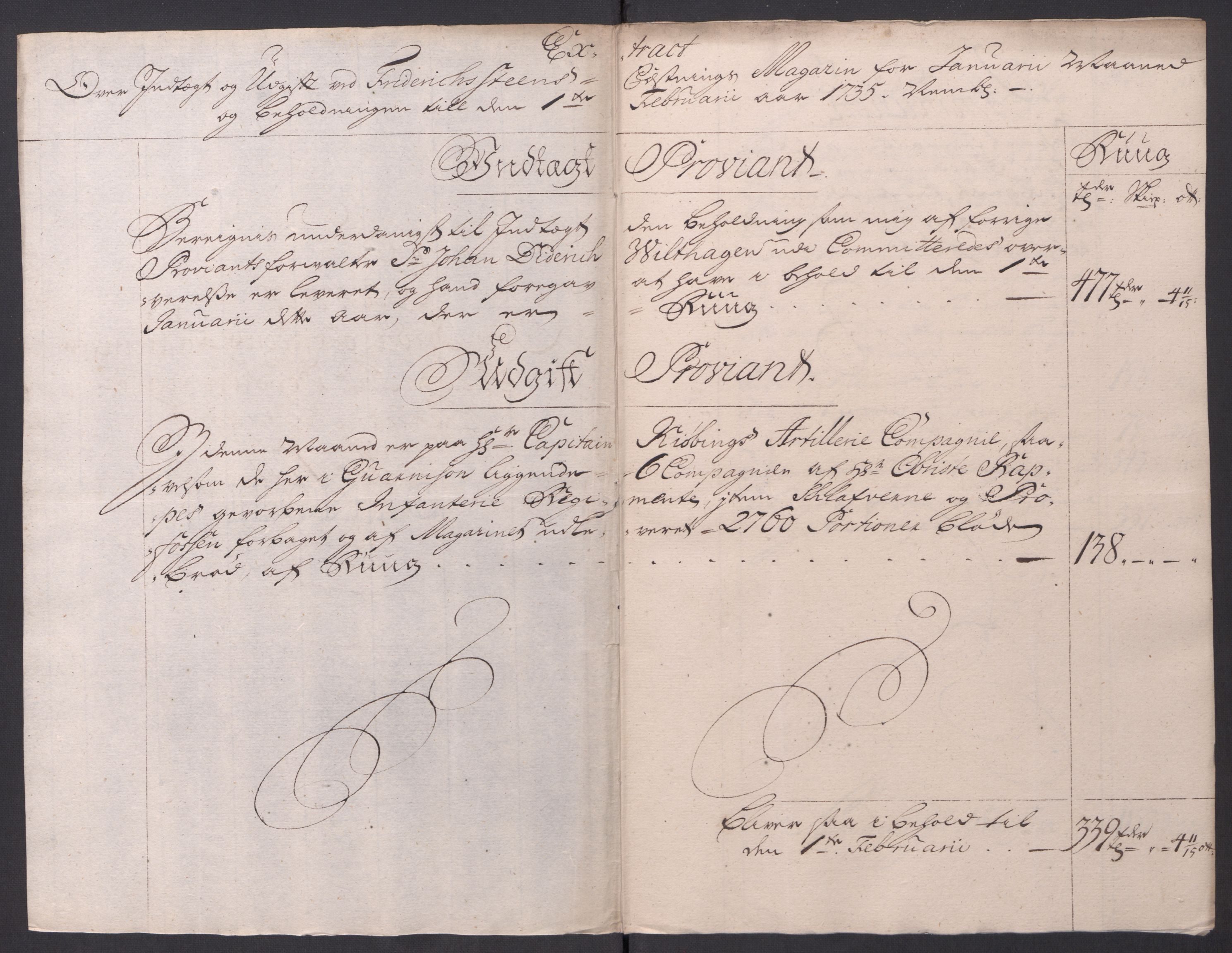 Kommanderende general (KG I) med Det norske krigsdirektorium, AV/RA-EA-5419/D/L0154: Fredriksten festning: Brev, inventarfortegnelser og regnskapsekstrakter, 1730-1739, p. 376