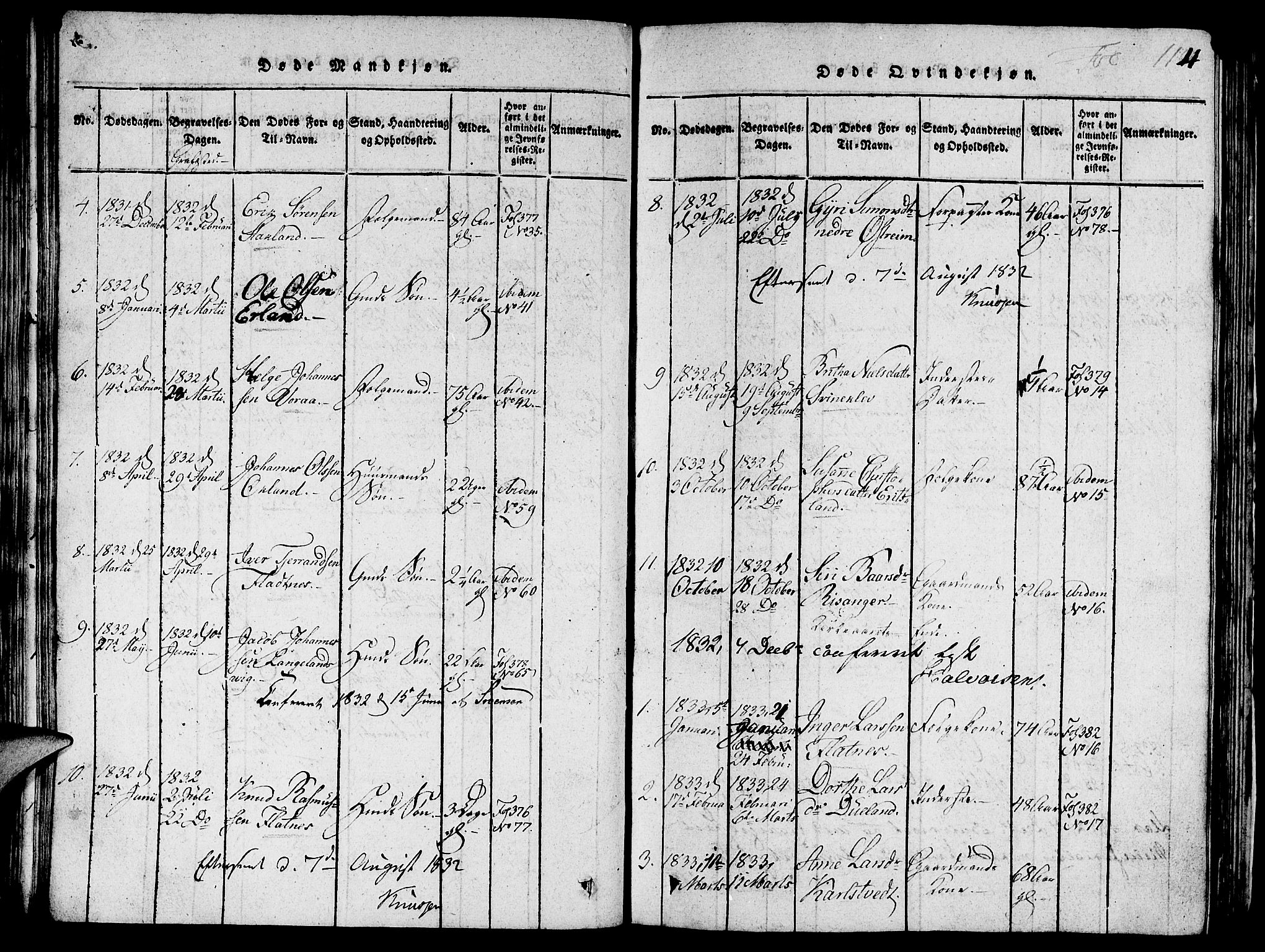 Skjold sokneprestkontor, AV/SAST-A-101847/H/Ha/Hab/L0001: Parish register (copy) no. B 1, 1815-1835, p. 114