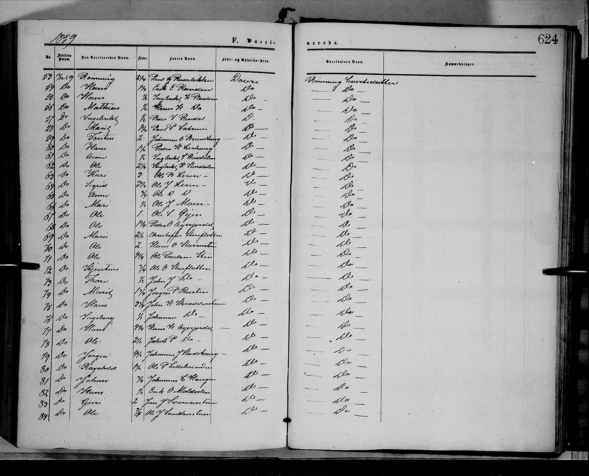 Dovre prestekontor, AV/SAH-PREST-066/H/Ha/Haa/L0001: Parish register (official) no. 1, 1854-1878, p. 624