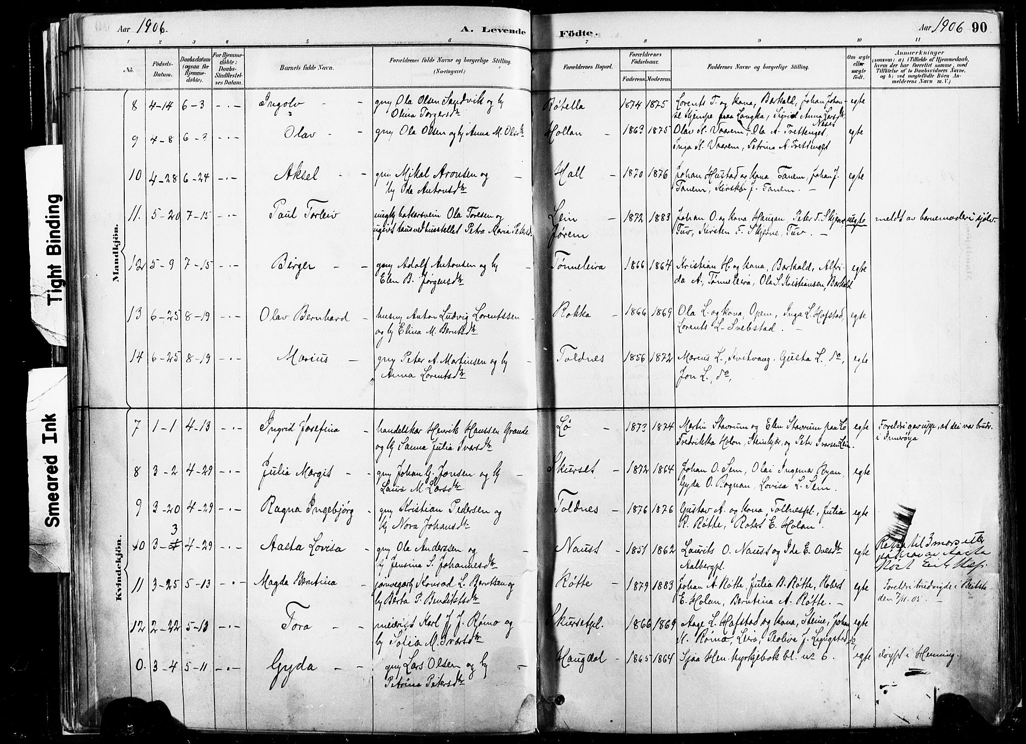 Ministerialprotokoller, klokkerbøker og fødselsregistre - Nord-Trøndelag, SAT/A-1458/735/L0351: Parish register (official) no. 735A10, 1884-1908, p. 90