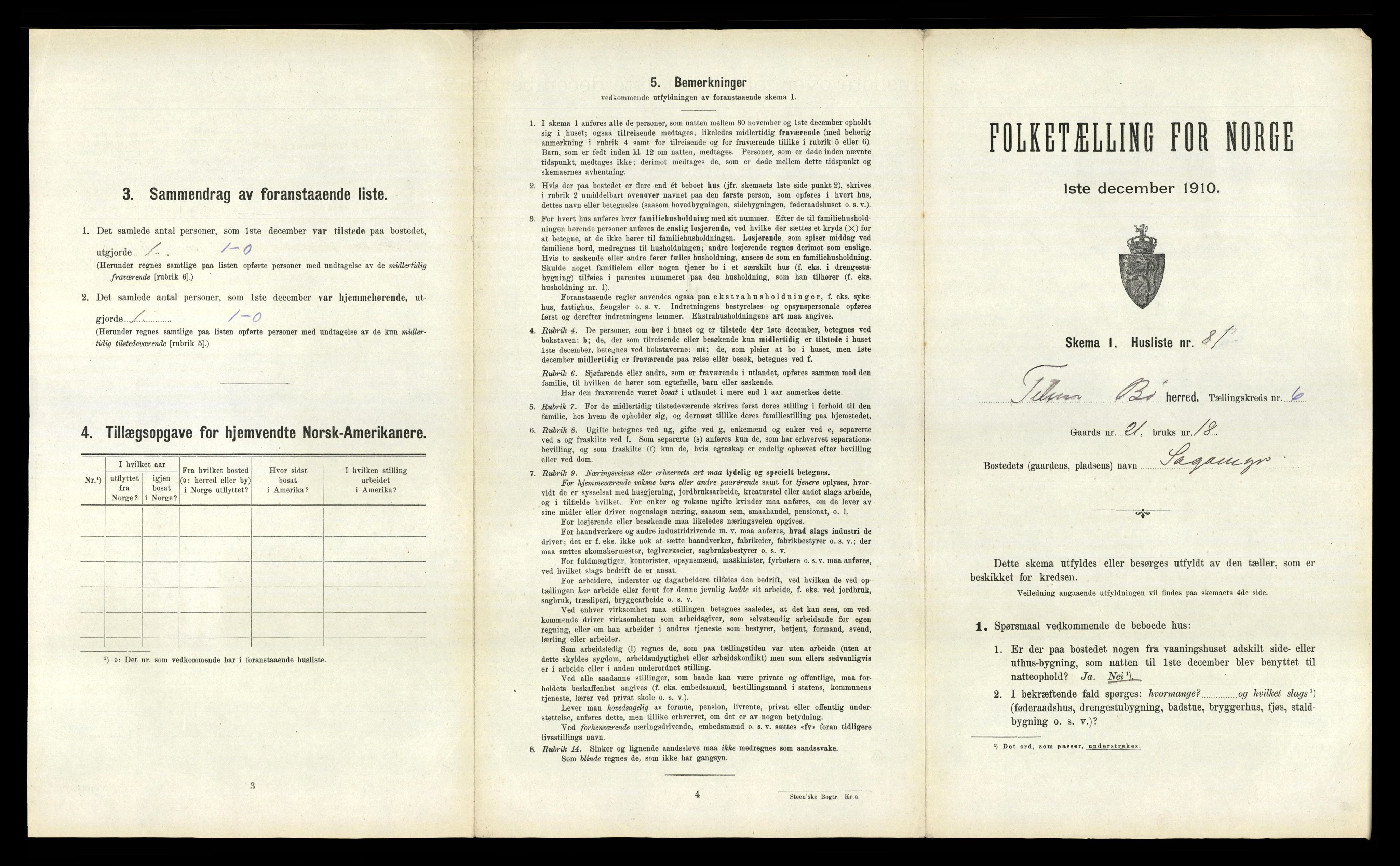 RA, 1910 census for Bø, 1910, p. 825