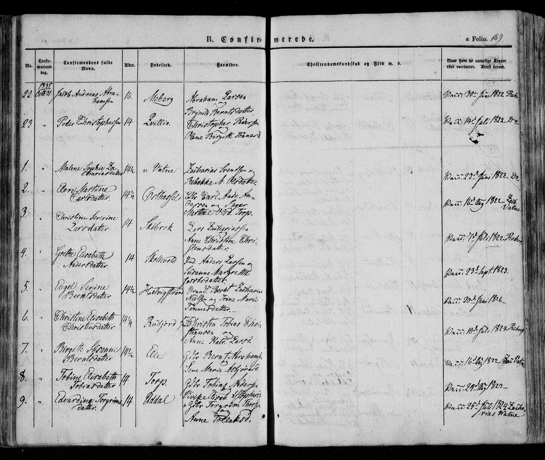 Lista sokneprestkontor, AV/SAK-1111-0027/F/Fa/L0009: Parish register (official) no. A 9, 1835-1846, p. 169