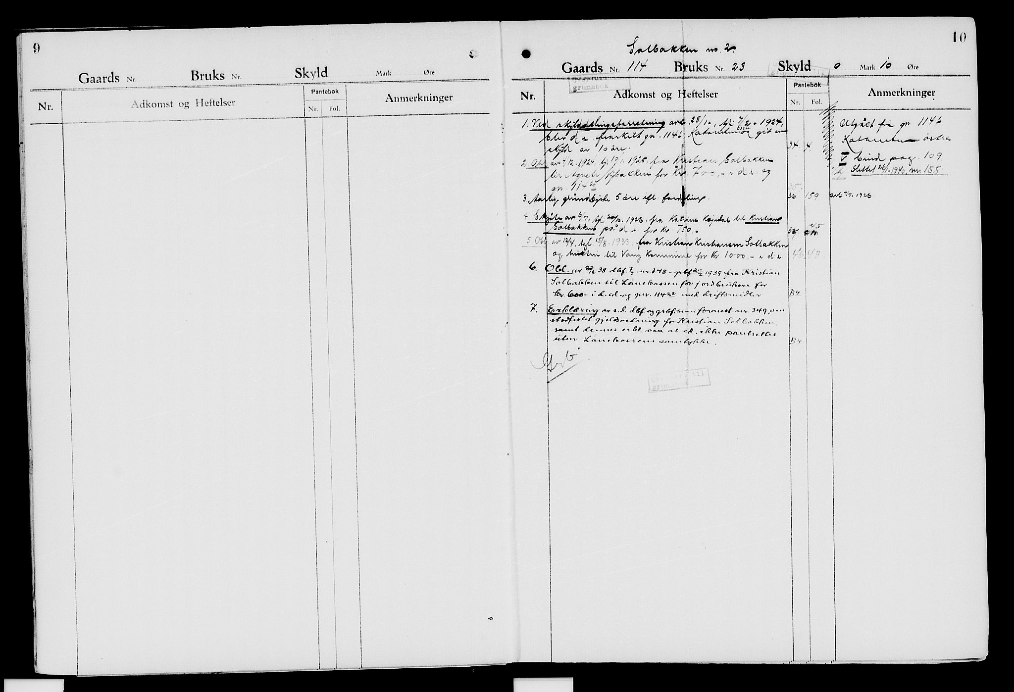 Nord-Hedmark sorenskriveri, SAH/TING-012/H/Ha/Had/Hade/L0007: Mortgage register no. 4.7, 1924-1940, p. 9-10