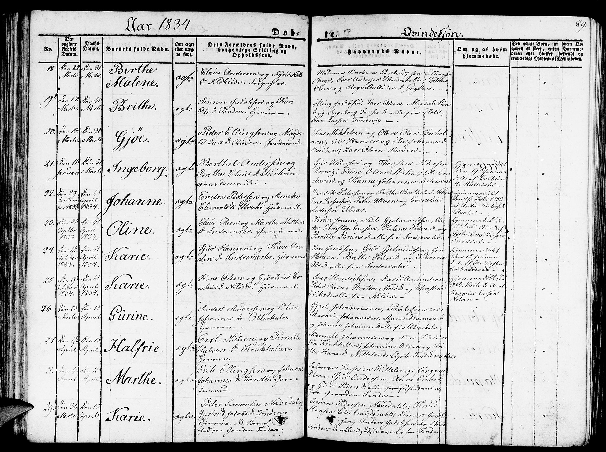 Gulen sokneprestembete, AV/SAB-A-80201/H/Haa/Haaa/L0019: Parish register (official) no. A 19, 1826-1836, p. 89