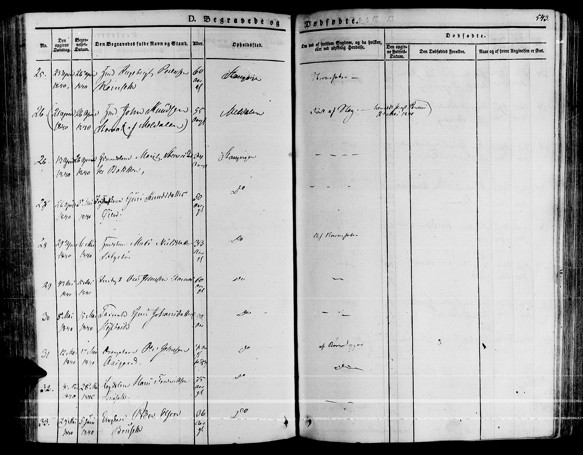 Ministerialprotokoller, klokkerbøker og fødselsregistre - Møre og Romsdal, AV/SAT-A-1454/592/L1024: Parish register (official) no. 592A03 /1, 1831-1849, p. 543