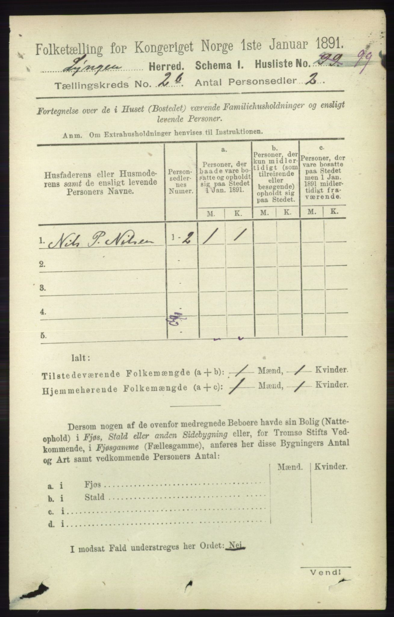 RA, 1891 census for 1938 Lyngen, 1891, p. 2467