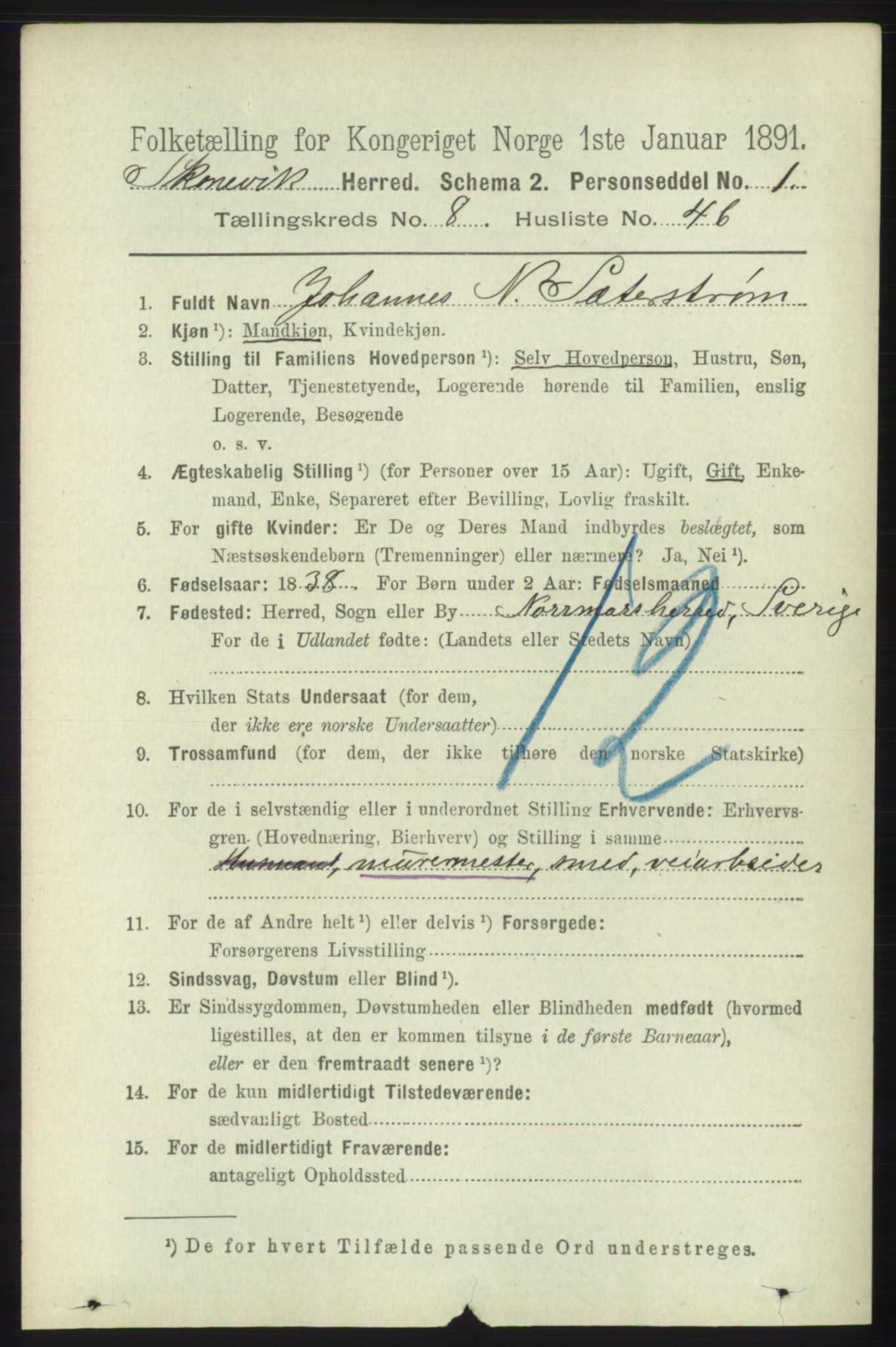 RA, 1891 census for 1212 Skånevik, 1891, p. 2469