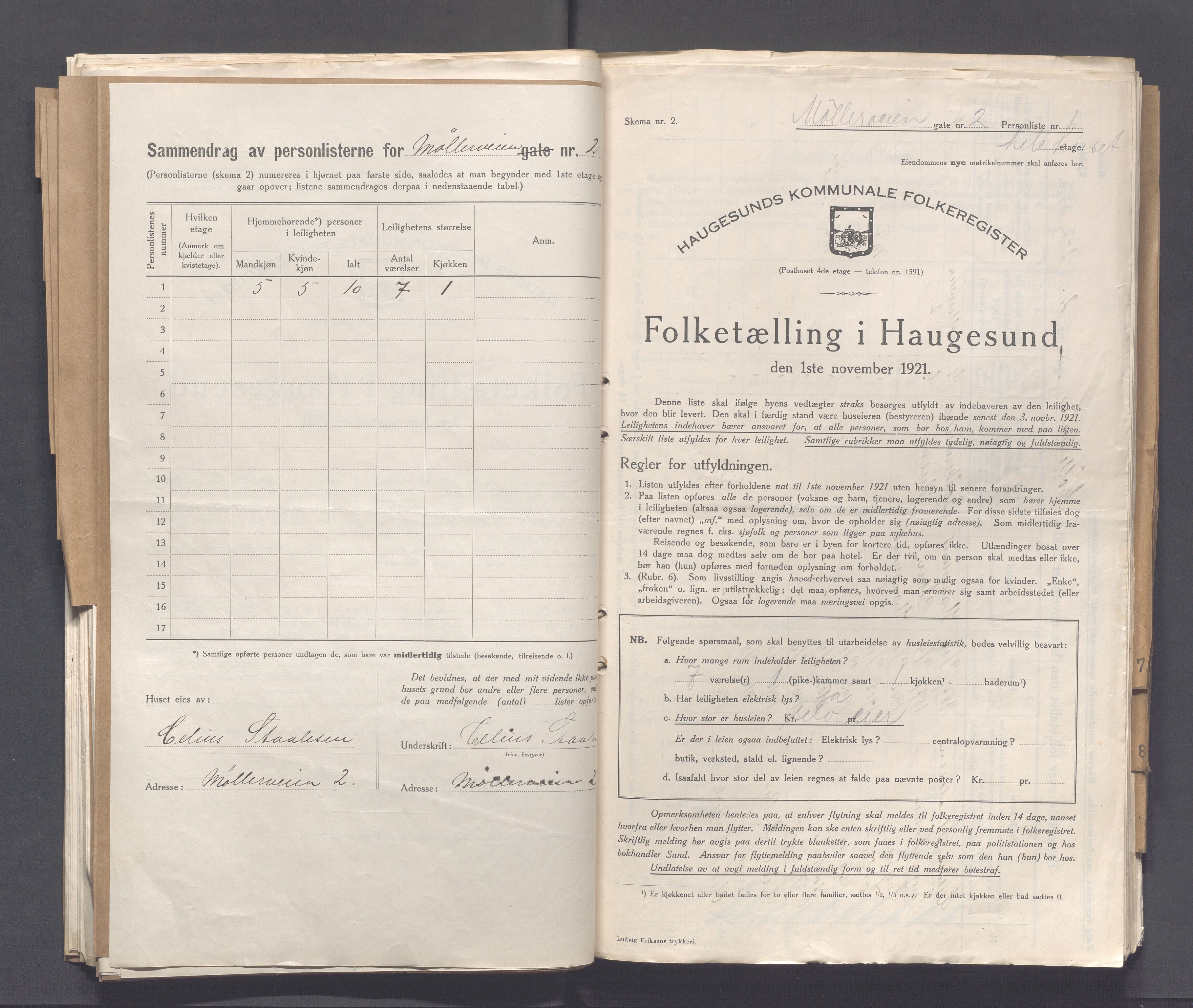 IKAR, Local census 1.11.1921 for Haugesund, 1921, p. 3066