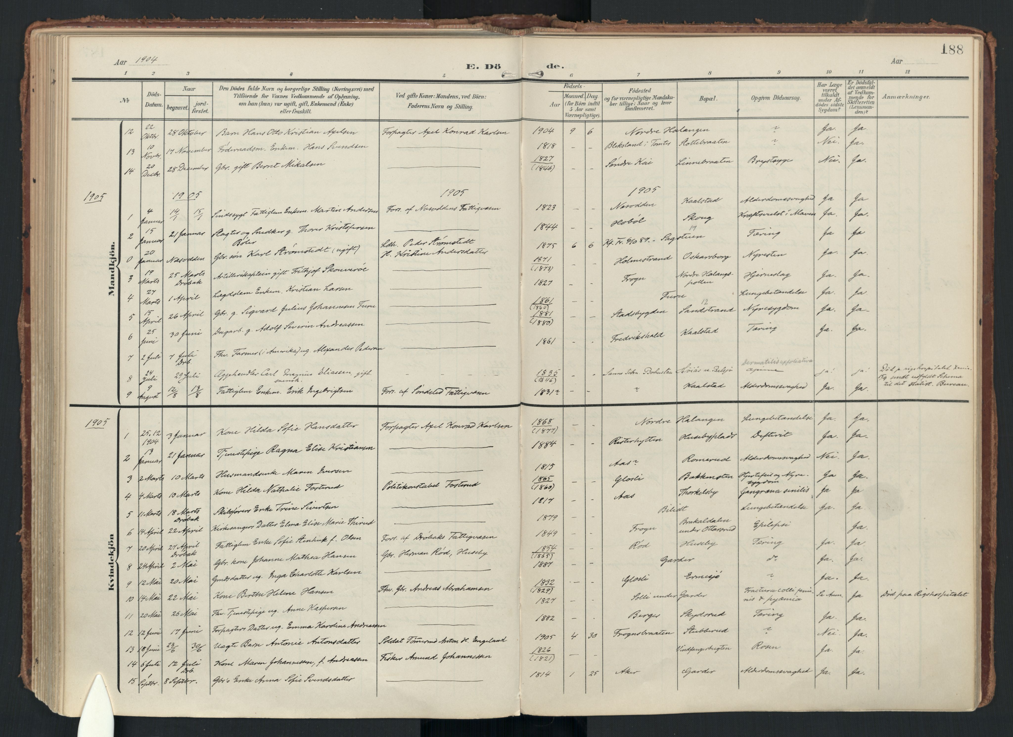 Drøbak prestekontor Kirkebøker, SAO/A-10142a/F/Fc/L0003: Parish register (official) no. III 3, 1901-1920, p. 188