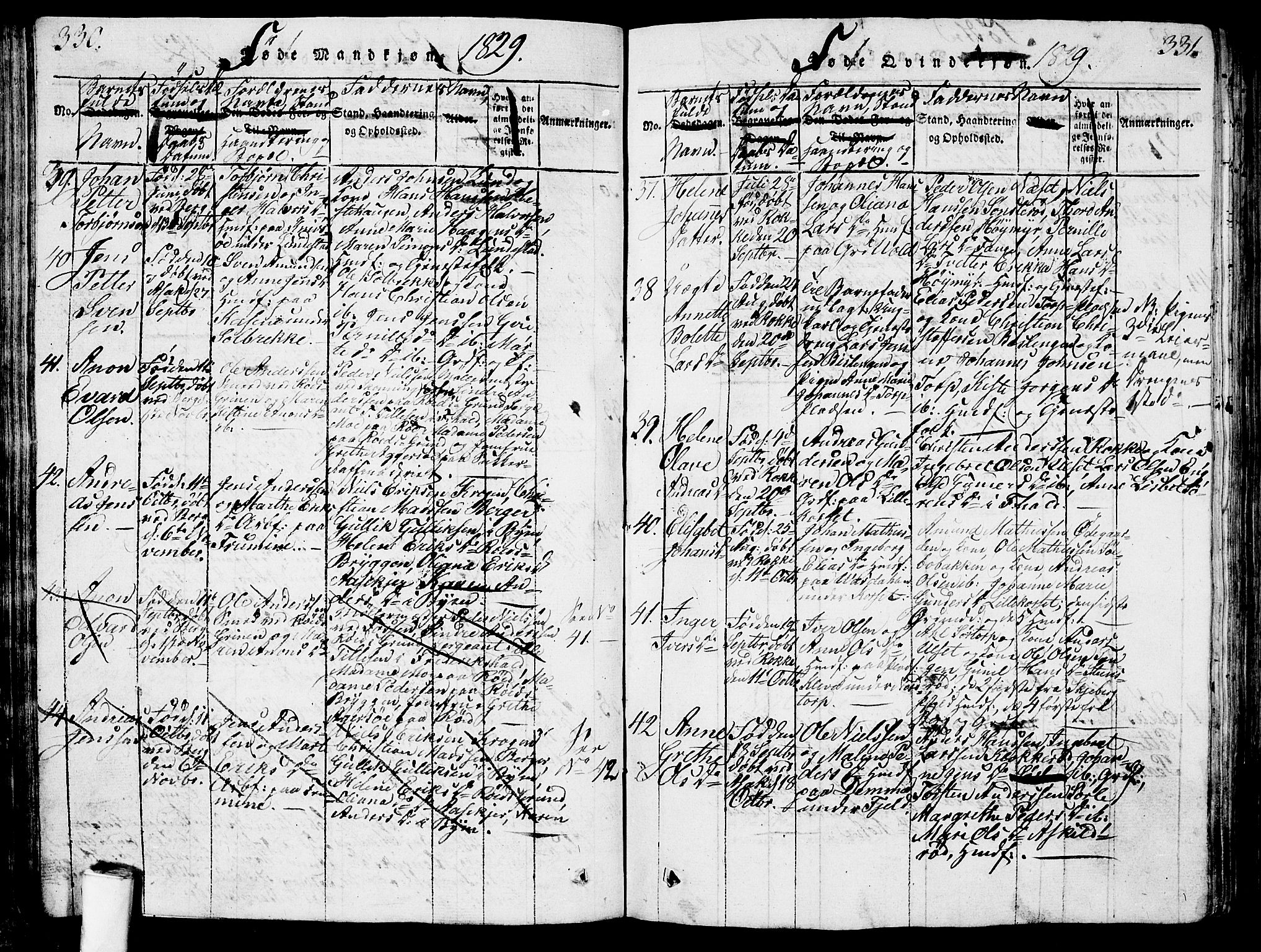 Berg prestekontor Kirkebøker, AV/SAO-A-10902/G/Ga/L0001: Parish register (copy) no. I 1, 1815-1832, p. 330-331