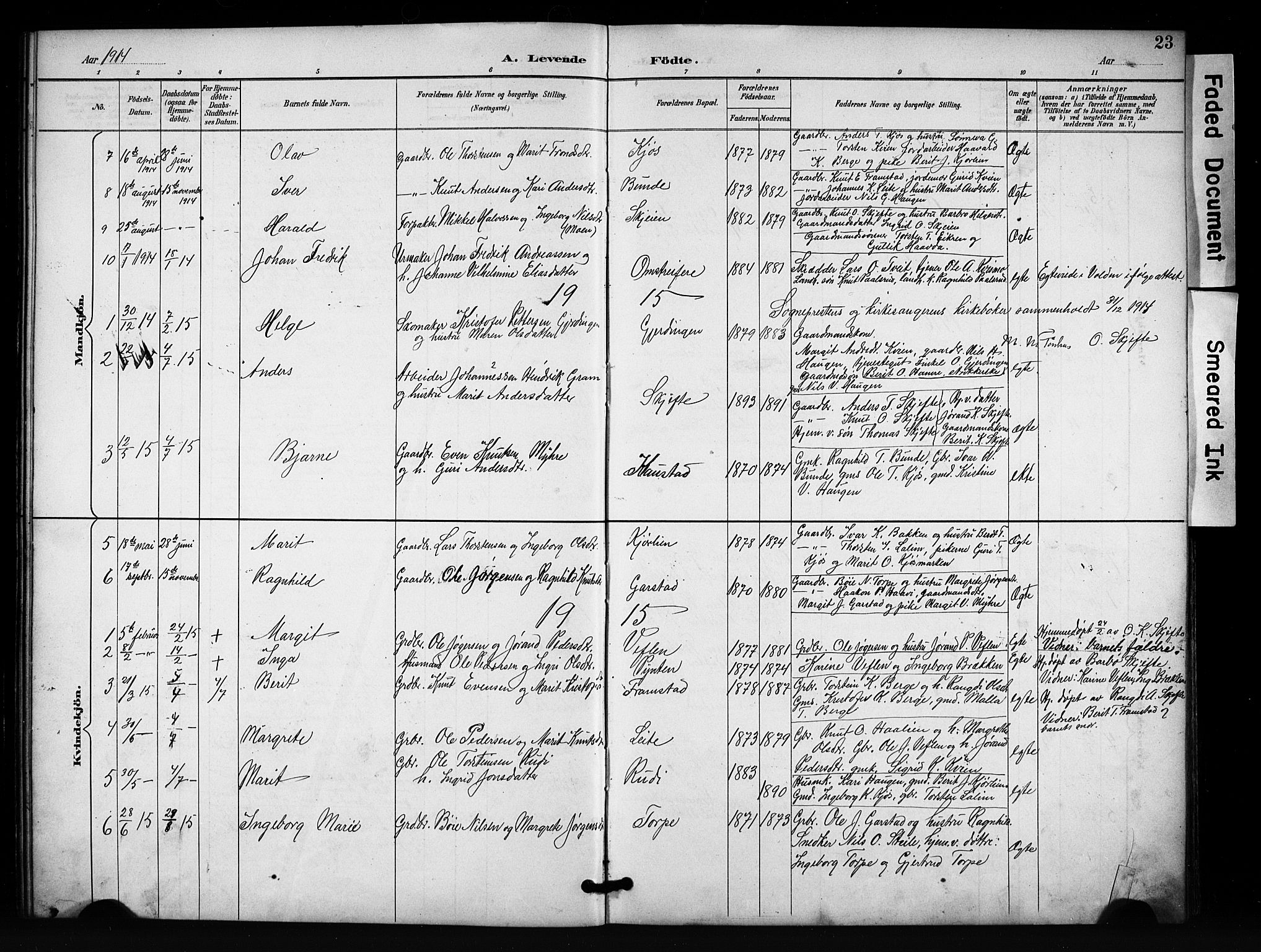 Vang prestekontor, Valdres, SAH/PREST-140/H/Hb/L0007: Parish register (copy) no. 7, 1893-1924, p. 23