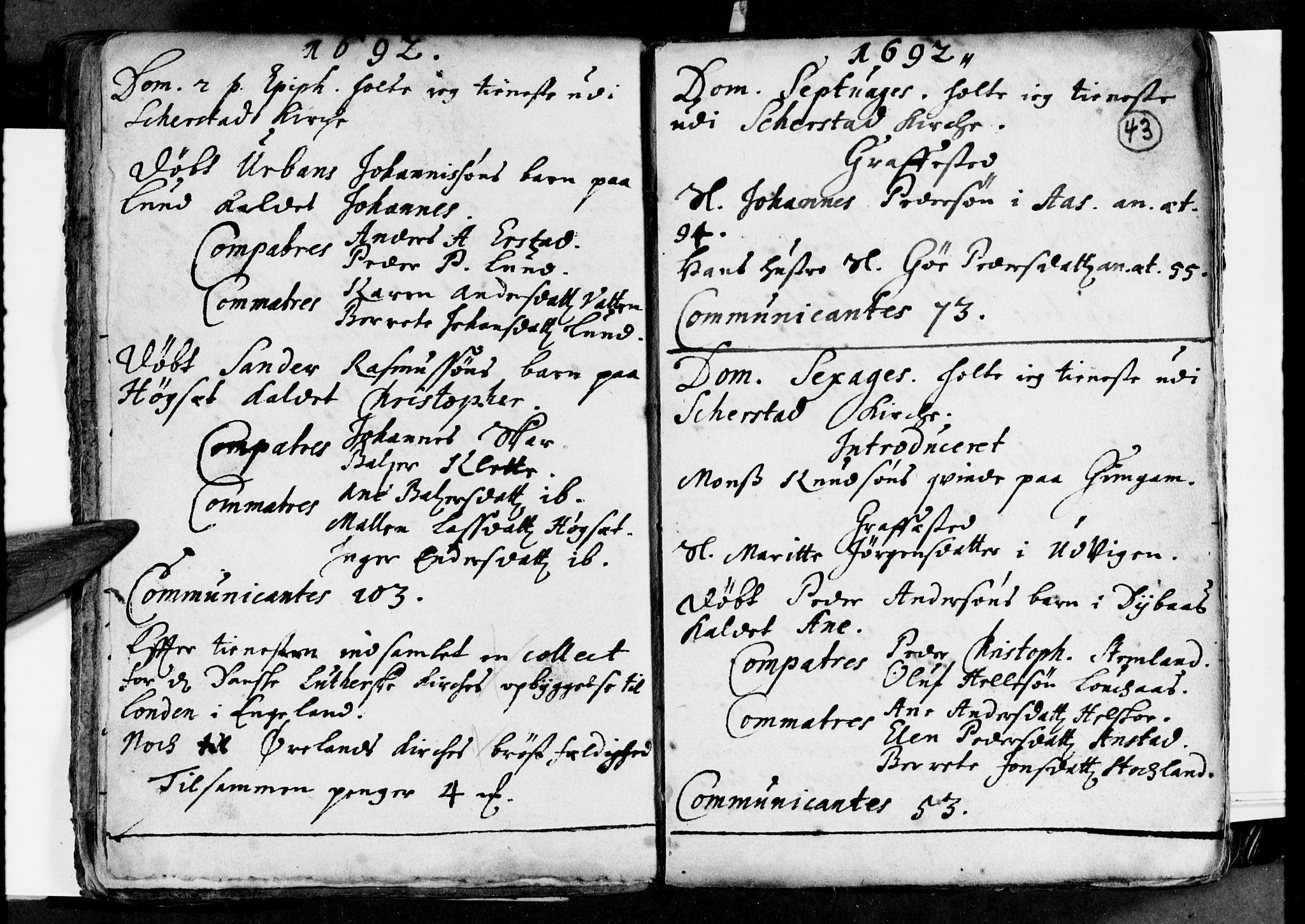 Ministerialprotokoller, klokkerbøker og fødselsregistre - Nordland, AV/SAT-A-1459/852/L0732: Parish register (official) no. 852A02, 1690-1699, p. 43