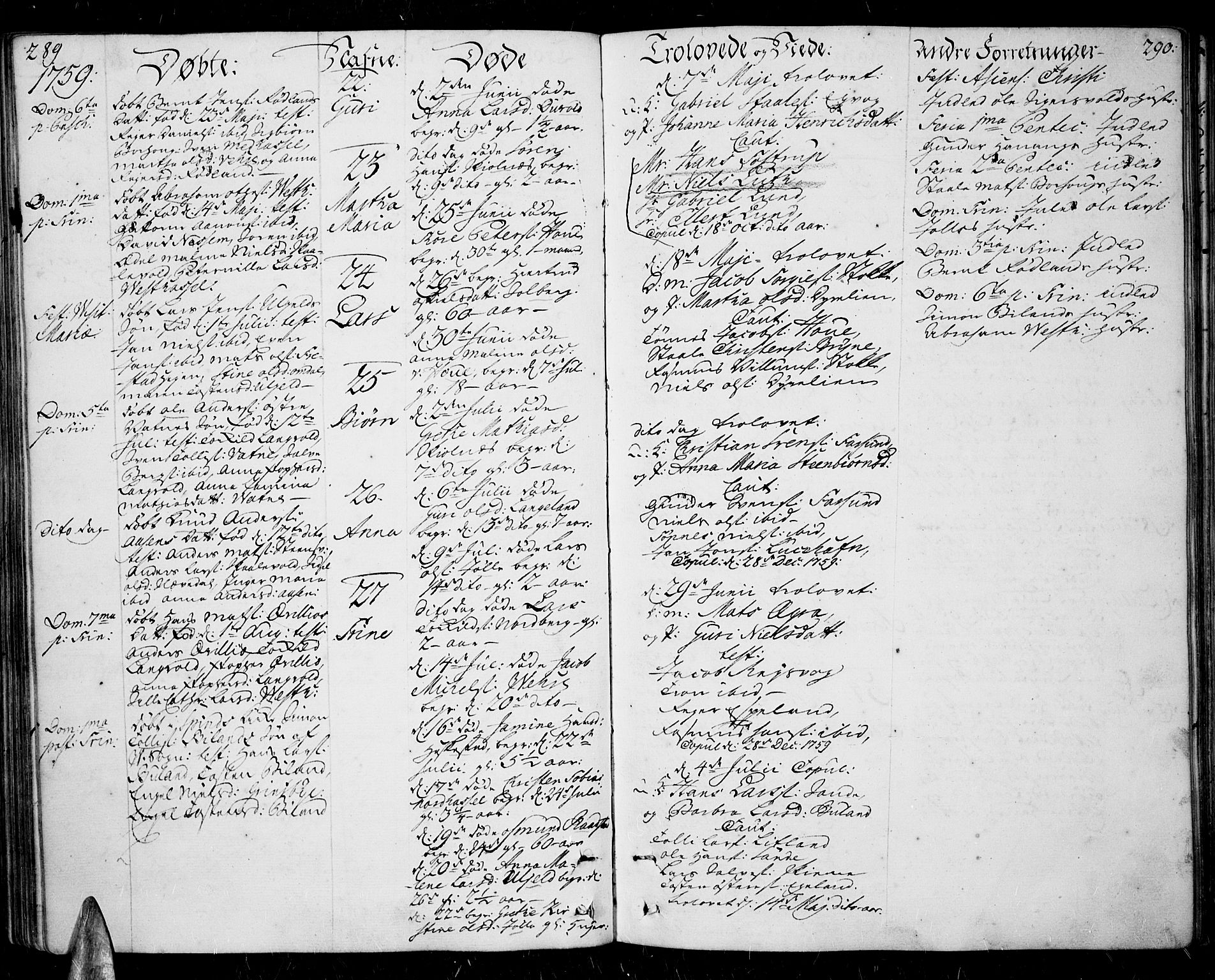 Lista sokneprestkontor, AV/SAK-1111-0027/F/Fa/L0003: Parish register (official) no. A 3 /1, 1743-1767, p. 289-290