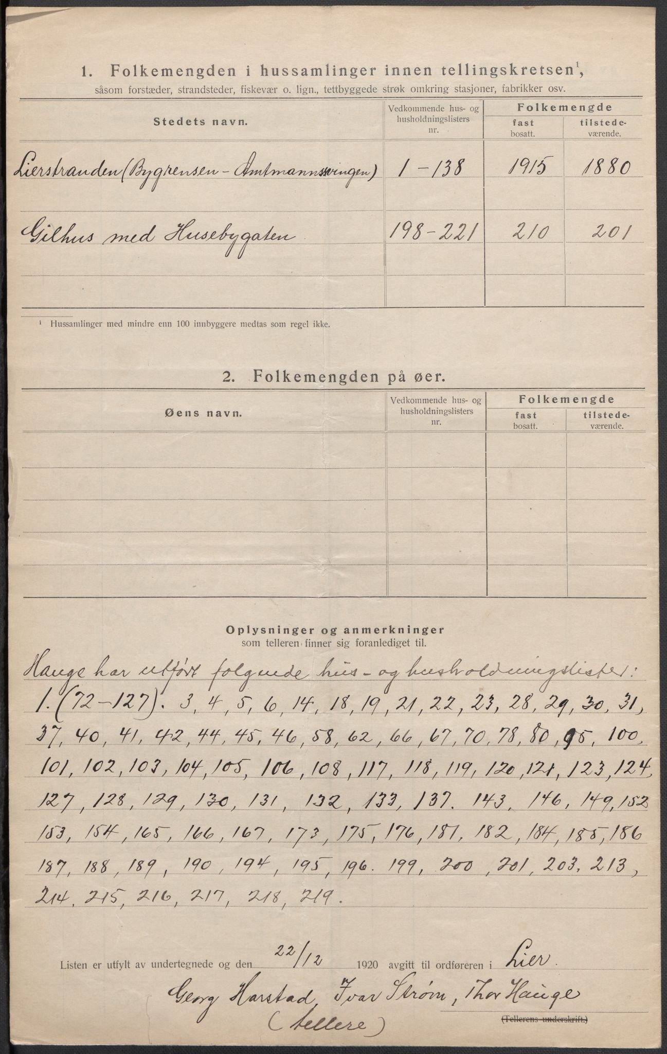 SAKO, 1920 census for Lier, 1920, p. 20