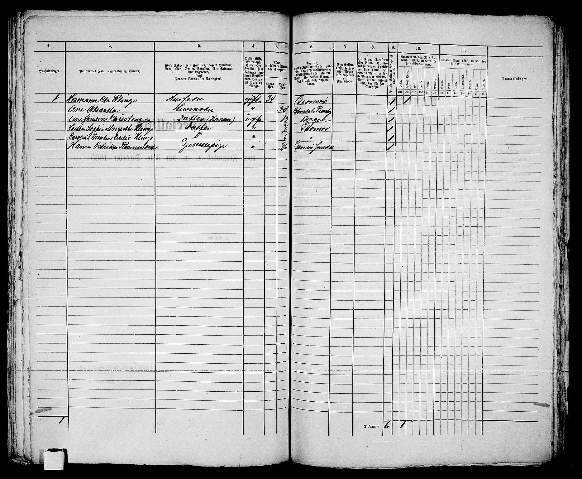 RA, 1865 census for Tromsø, 1865, p. 292