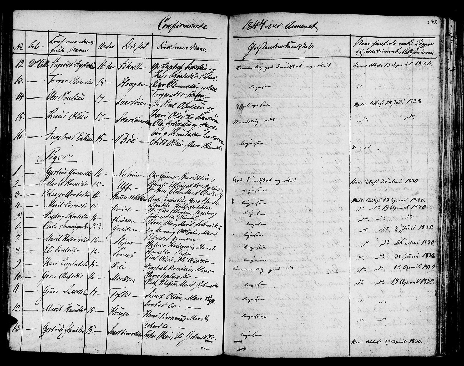 Ministerialprotokoller, klokkerbøker og fødselsregistre - Sør-Trøndelag, SAT/A-1456/678/L0897: Parish register (official) no. 678A06-07, 1821-1847, p. 245