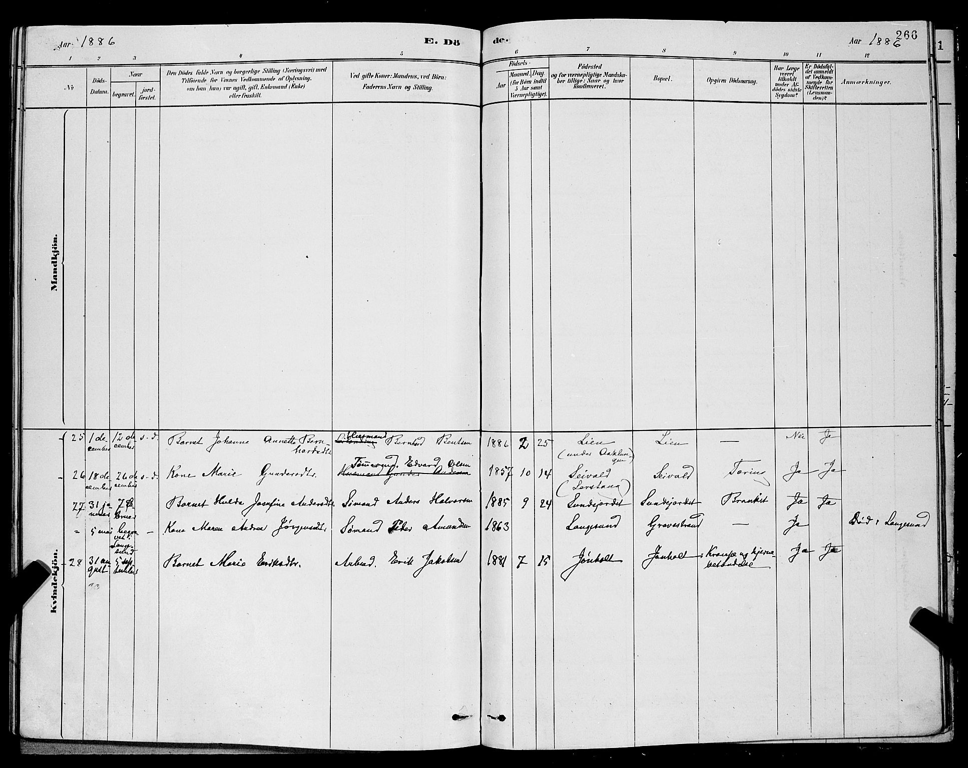 Eidanger kirkebøker, AV/SAKO-A-261/G/Ga/L0002: Parish register (copy) no. 2, 1879-1892, p. 266