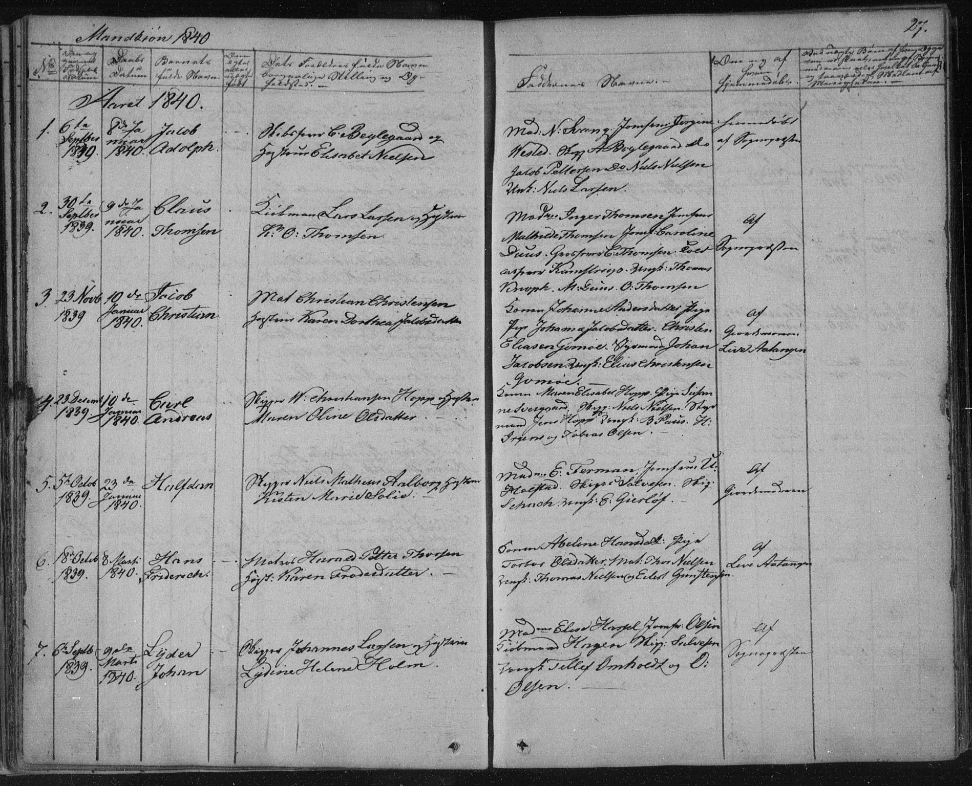 Kragerø kirkebøker, AV/SAKO-A-278/F/Fa/L0005: Parish register (official) no. 5, 1832-1847, p. 27